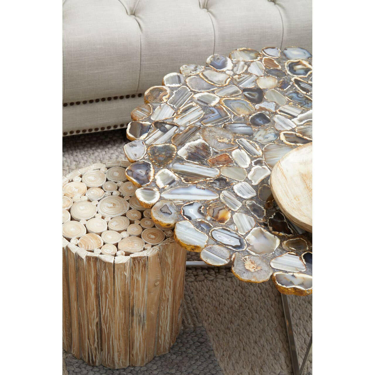 Agate Coffee Table With Cross Base.