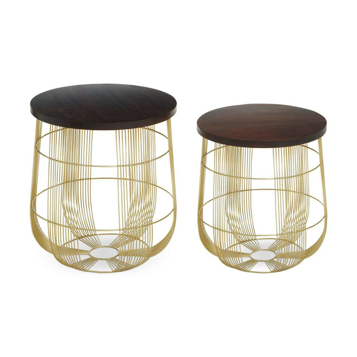 Agra Set Of 2 Brass Finish Side Tables.