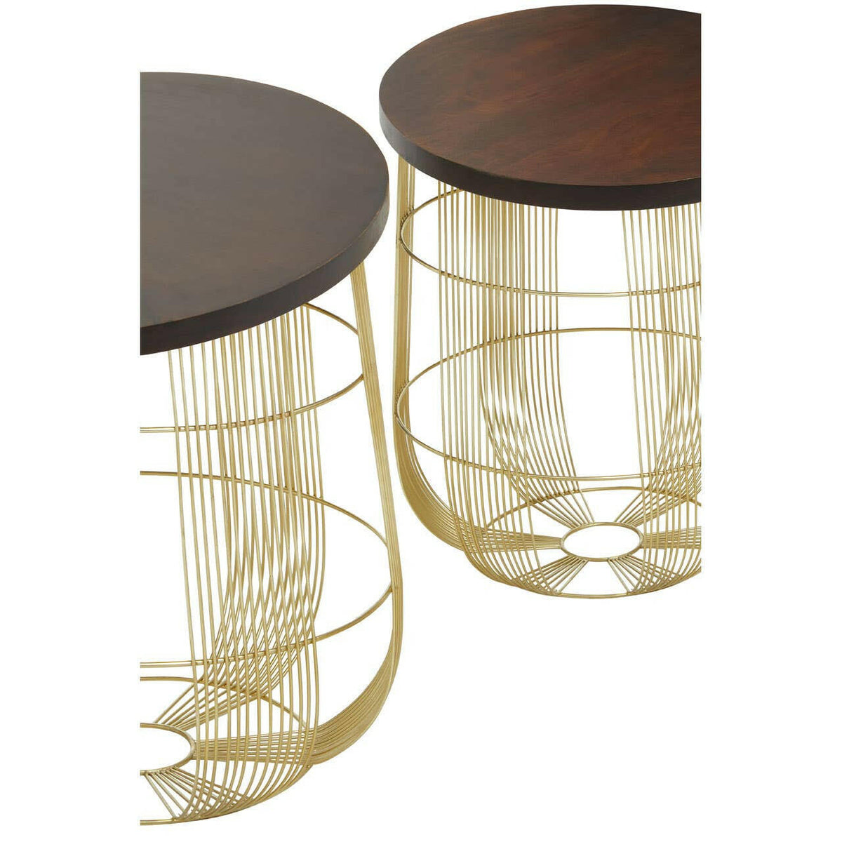 Agra Set Of 2 Brass Finish Side Tables.