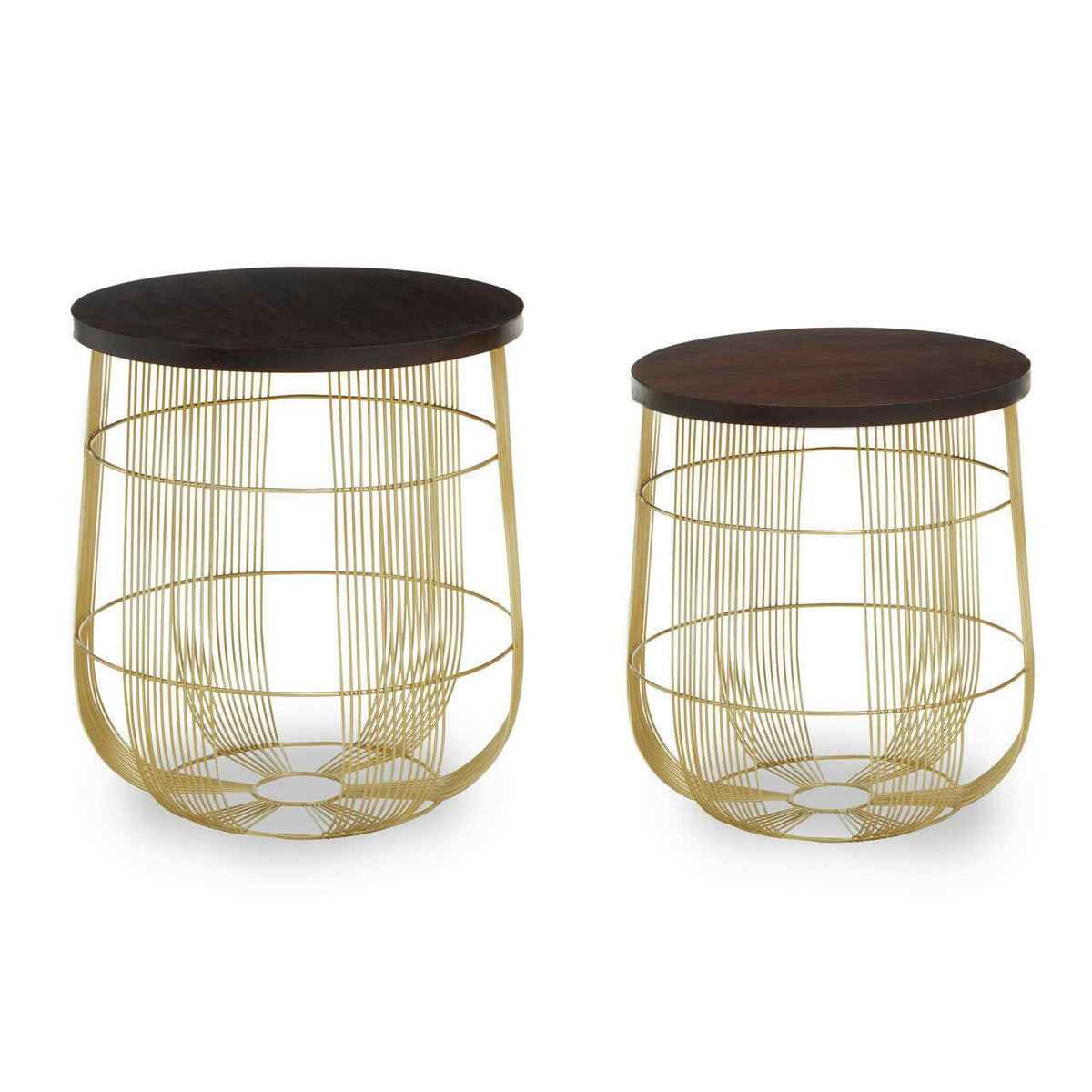Agra Set Of 2 Brass Finish Side Tables.
