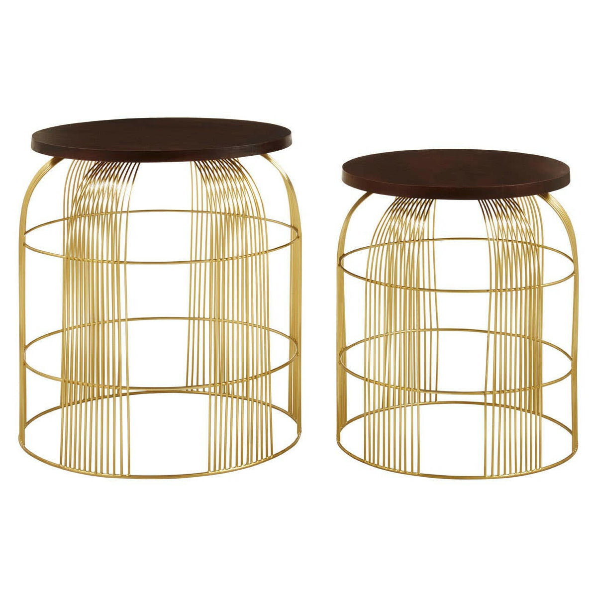 Agra Set Of 2 Brass Finish Side Tables.