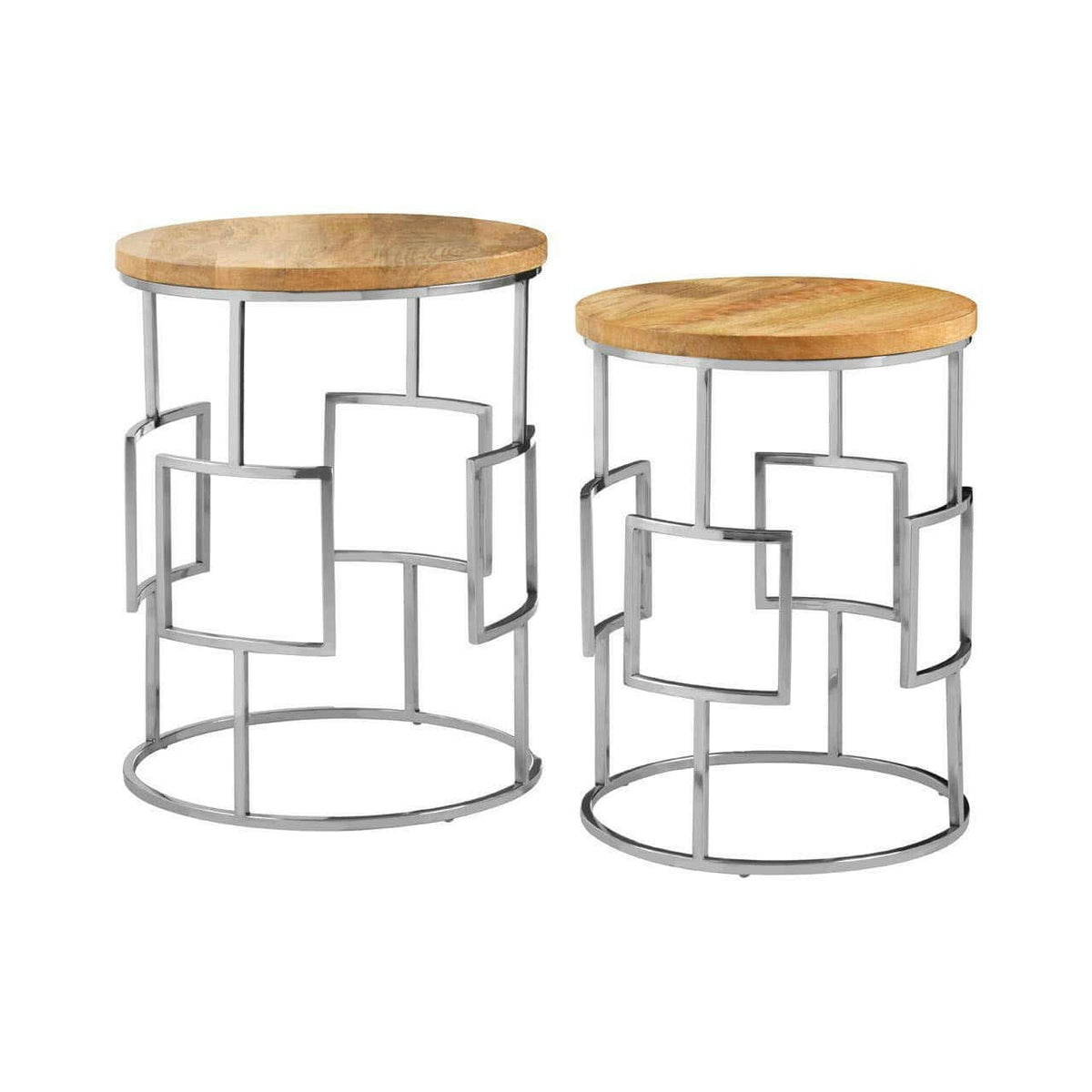 Agra Set Of 2 Square Design Side Tables.