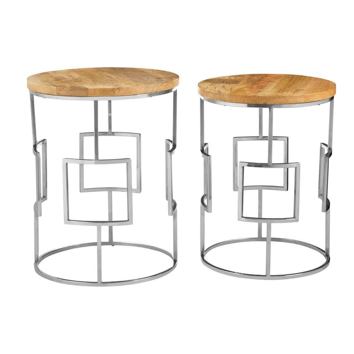 Agra Set Of 2 Square Design Side Tables.