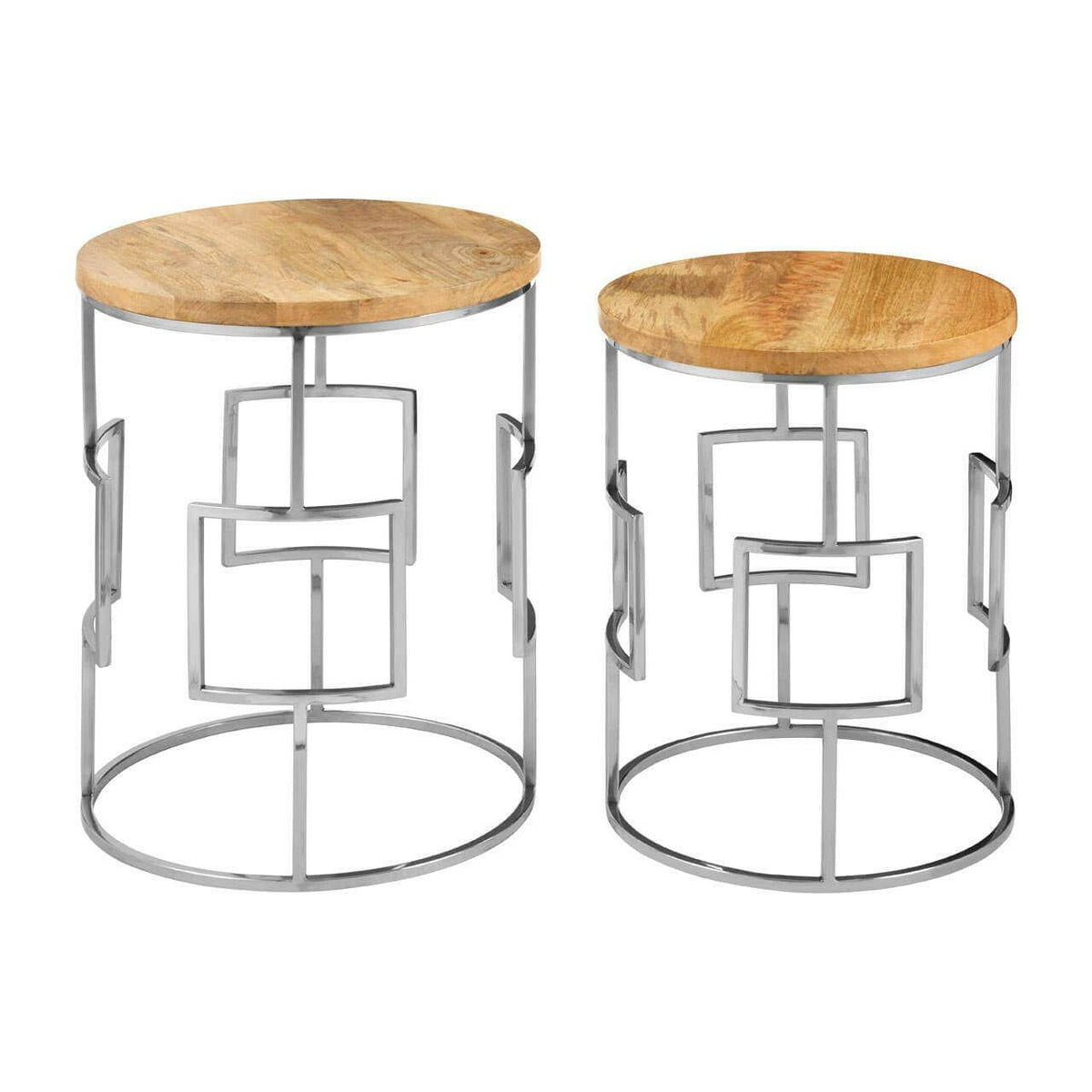 Agra Set Of 2 Square Design Side Tables.