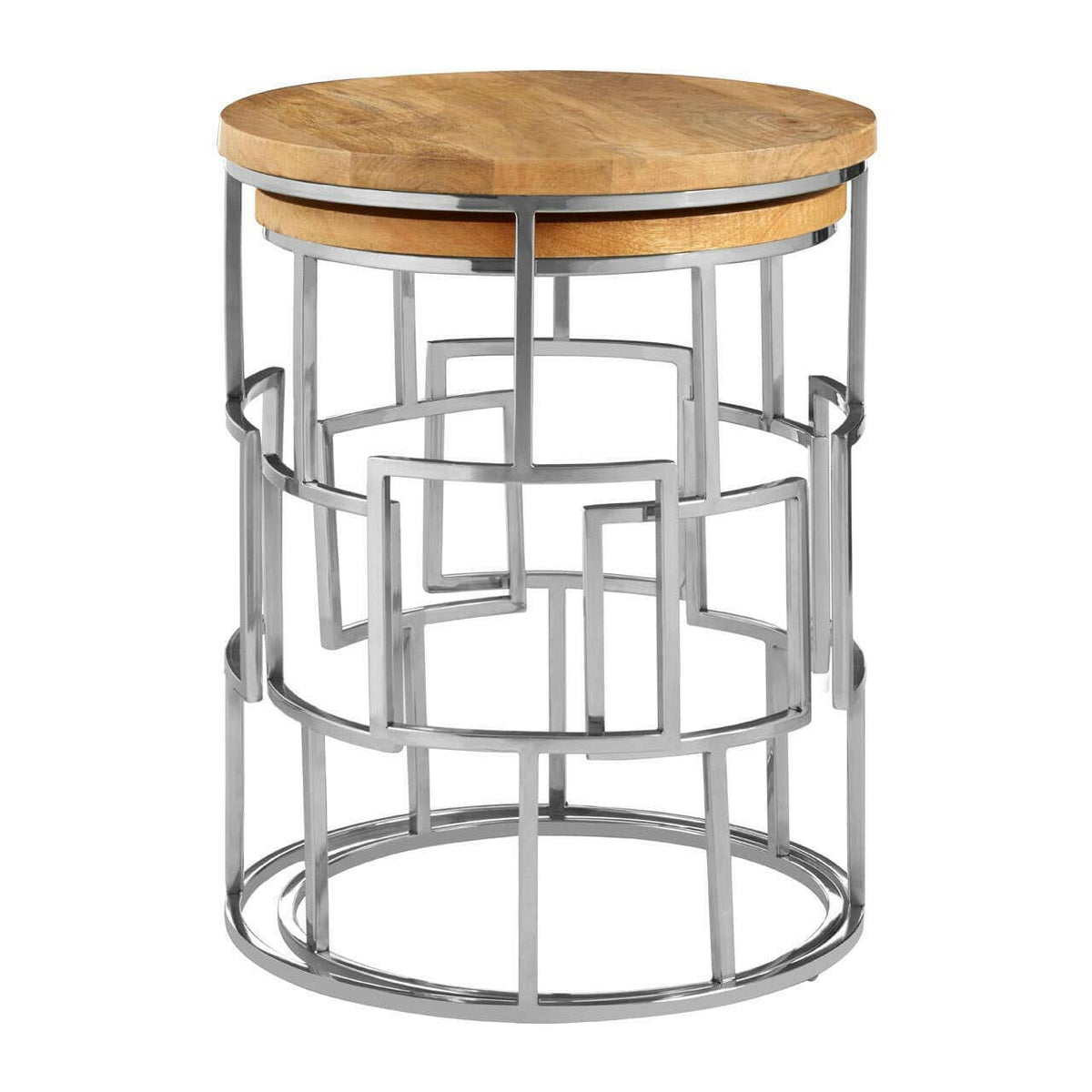 Agra Set Of 2 Square Design Side Tables.