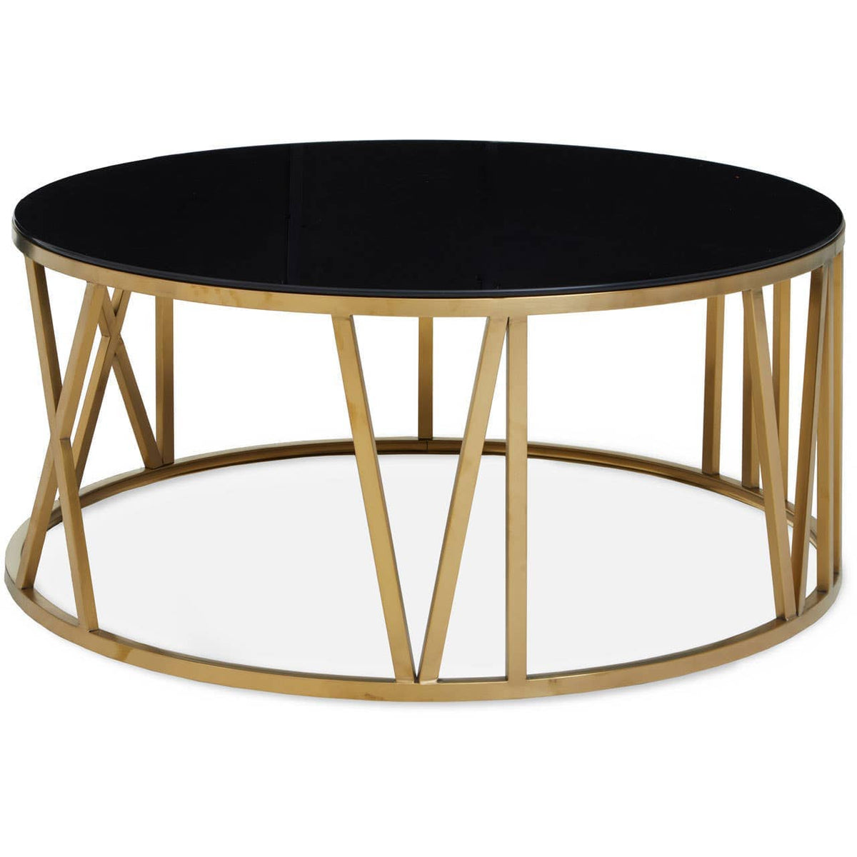 Noosa & Co. Living Alana Round Coffee Table with Gold Frame and Black Glass House of Isabella UK