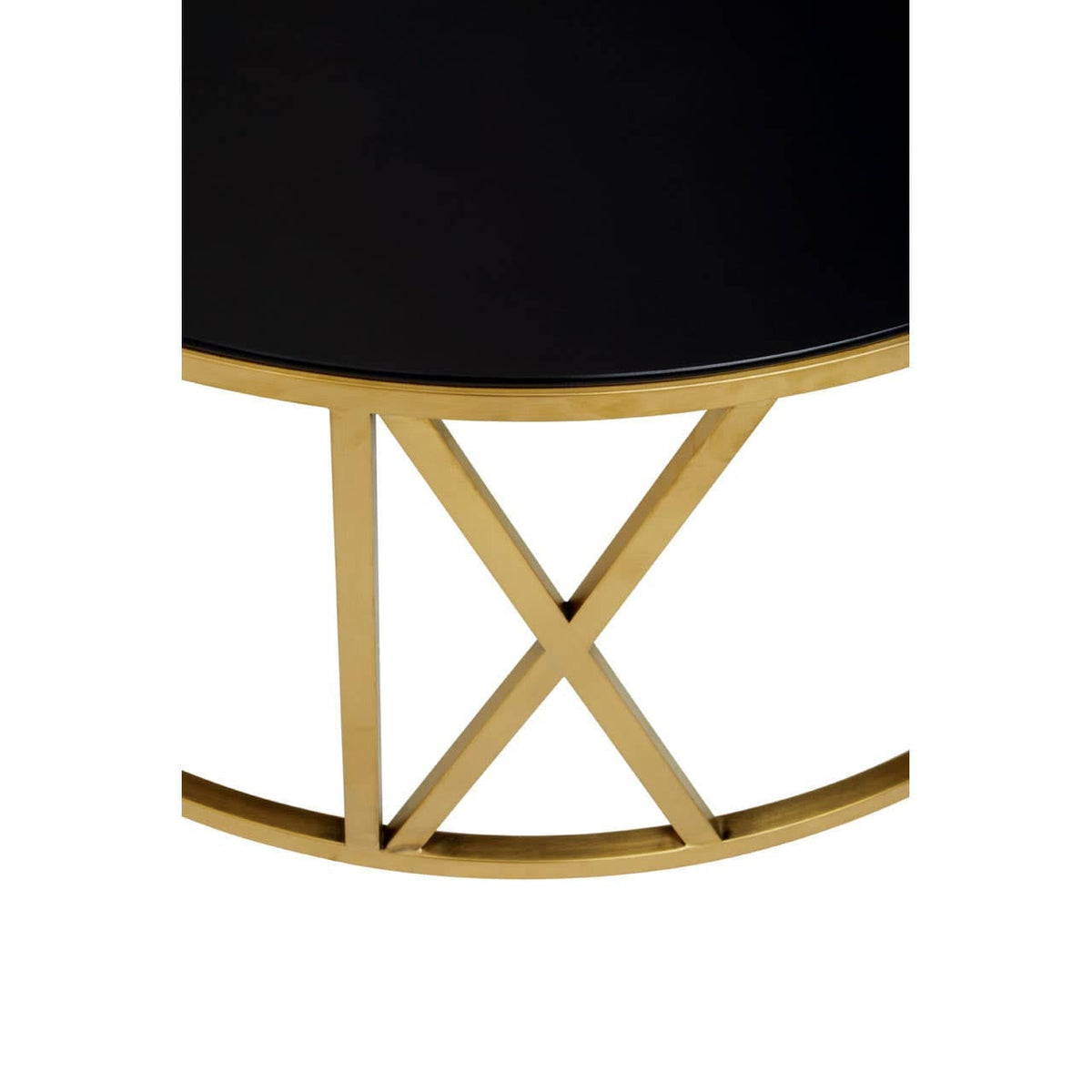 Noosa & Co. Living Alana Round Coffee Table with Gold Frame and Black Glass House of Isabella UK