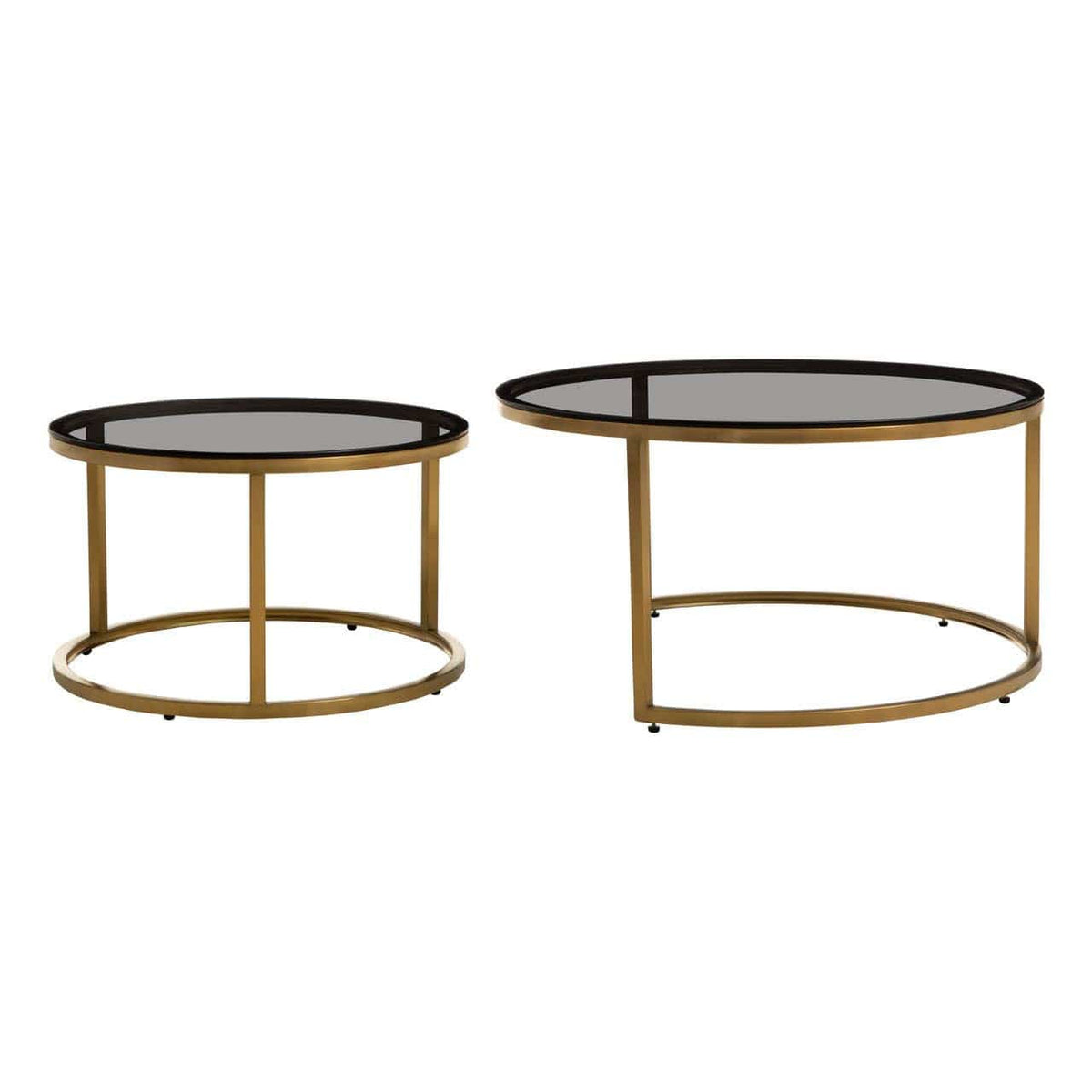 Noosa & Co. Living Alana Set of 2 Gold and Black Round Nesting Coffee Tables House of Isabella UK