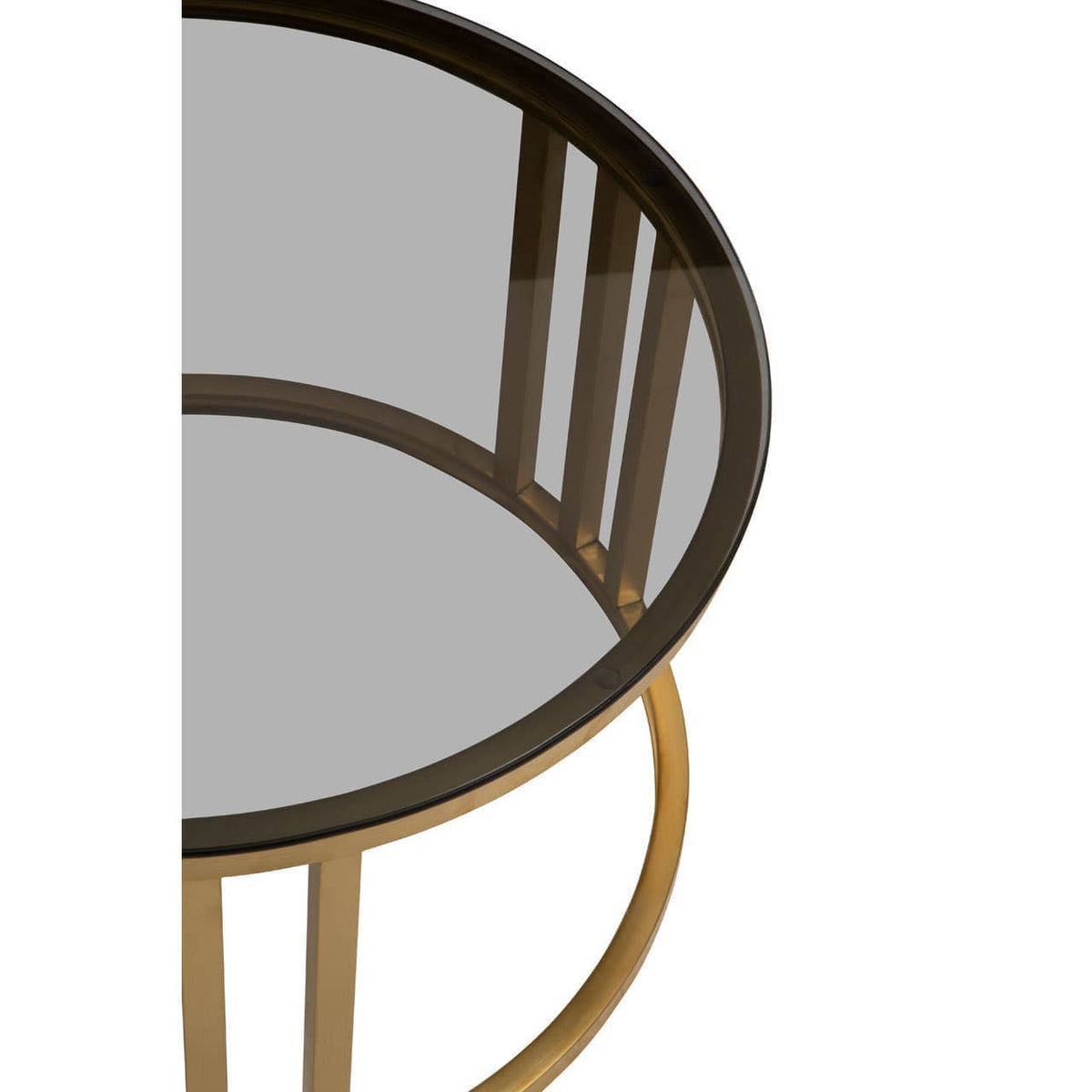 Noosa & Co. Living Alana Set of 2 Gold Base and Glass Top Round Nesting Coffee Tables House of Isabella UK