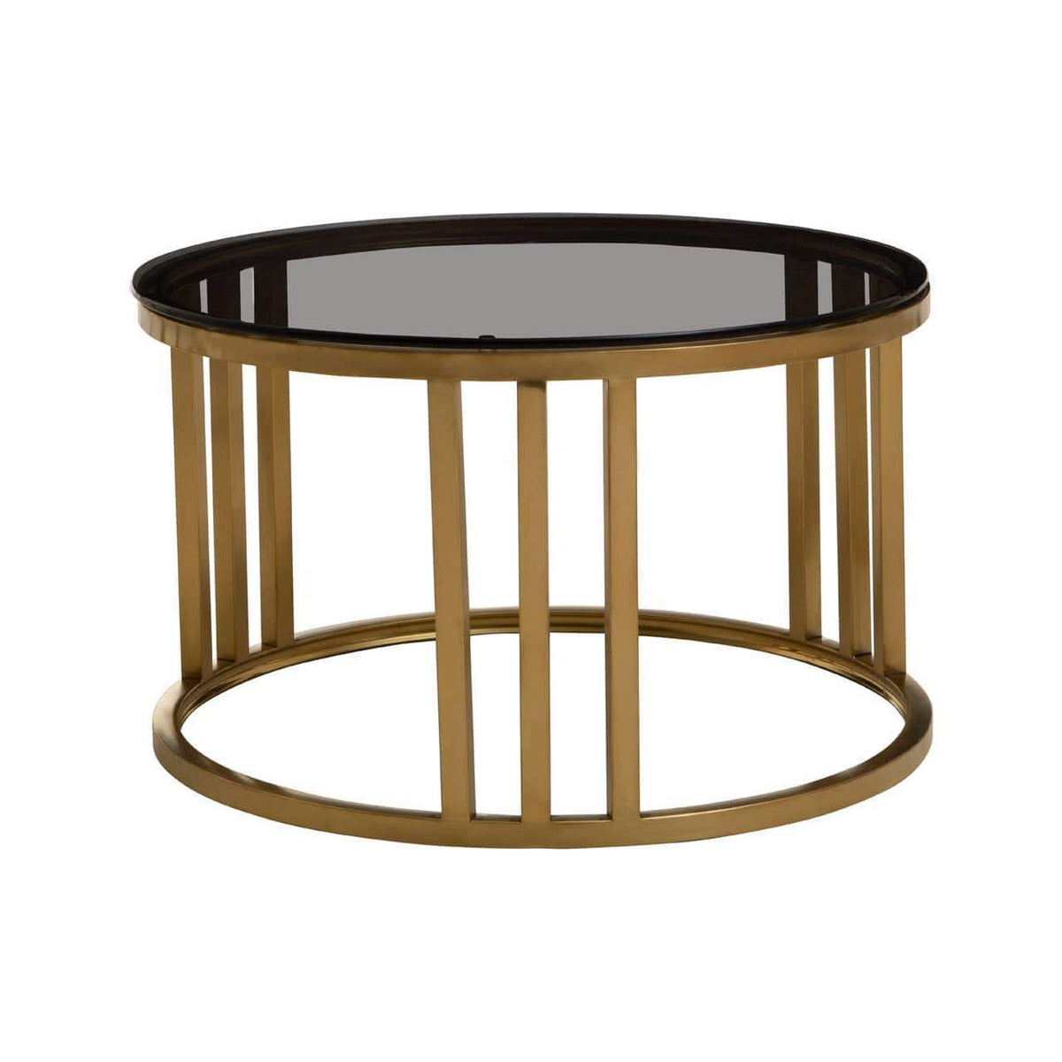 Noosa & Co. Living Alana Set of 2 Gold Base and Glass Top Round Nesting Coffee Tables House of Isabella UK