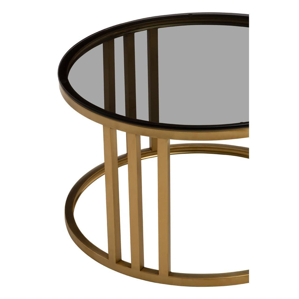 Noosa & Co. Living Alana Set of 2 Gold Base and Glass Top Round Nesting Coffee Tables House of Isabella UK