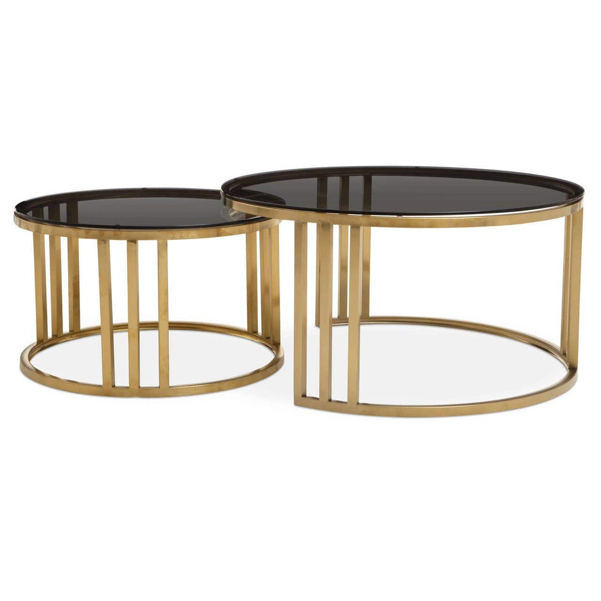 Noosa & Co. Living Alana Set of 2 Gold Base and Glass Top Round Nesting Coffee Tables House of Isabella UK