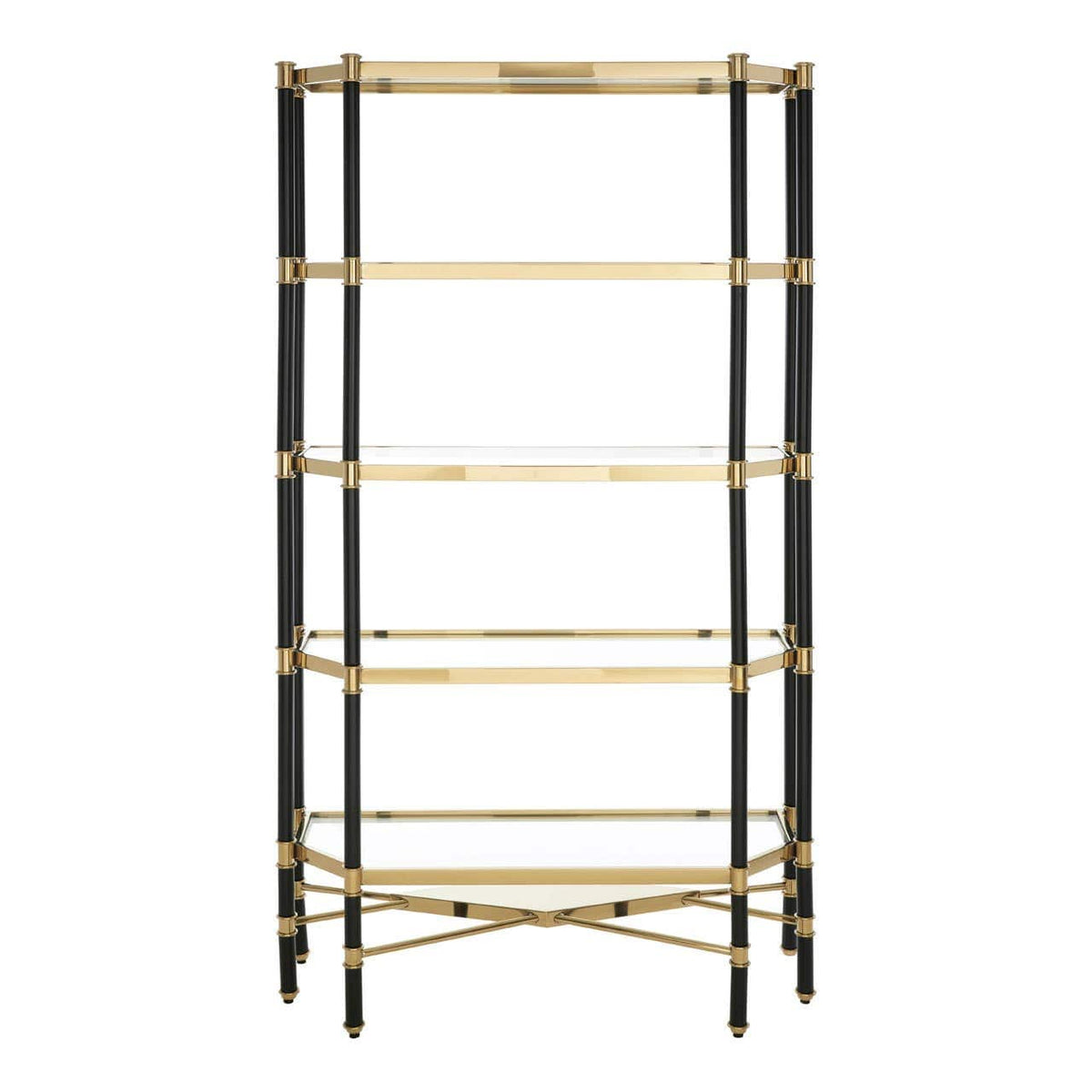 Allessi 5 Shelf Unit In Champagne Finish and Black Frame.