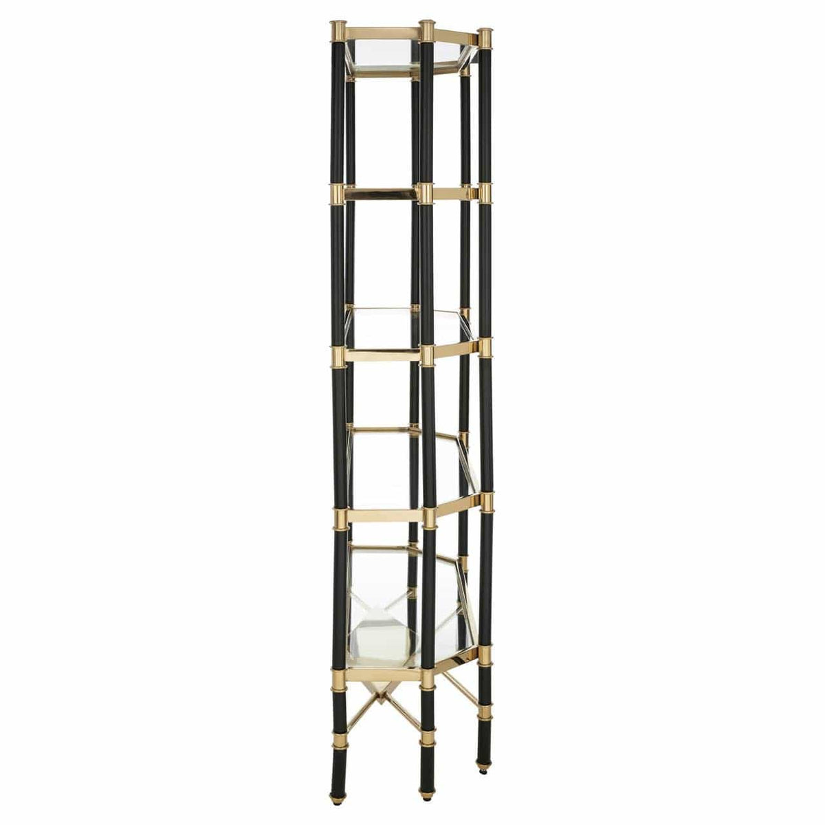 Allessi 5 Shelf Unit In Champagne Finish and Black Frame.