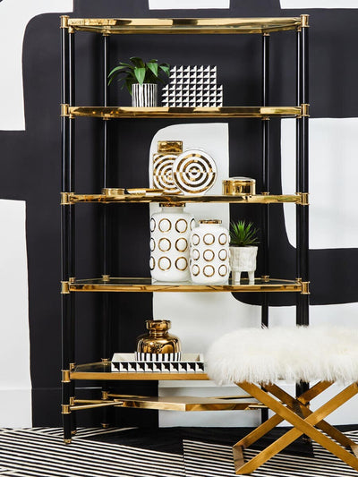 Noosa & Co. Living Allessi 5 Shelf Unit In Champagne Finish and Black Frame House of Isabella UK