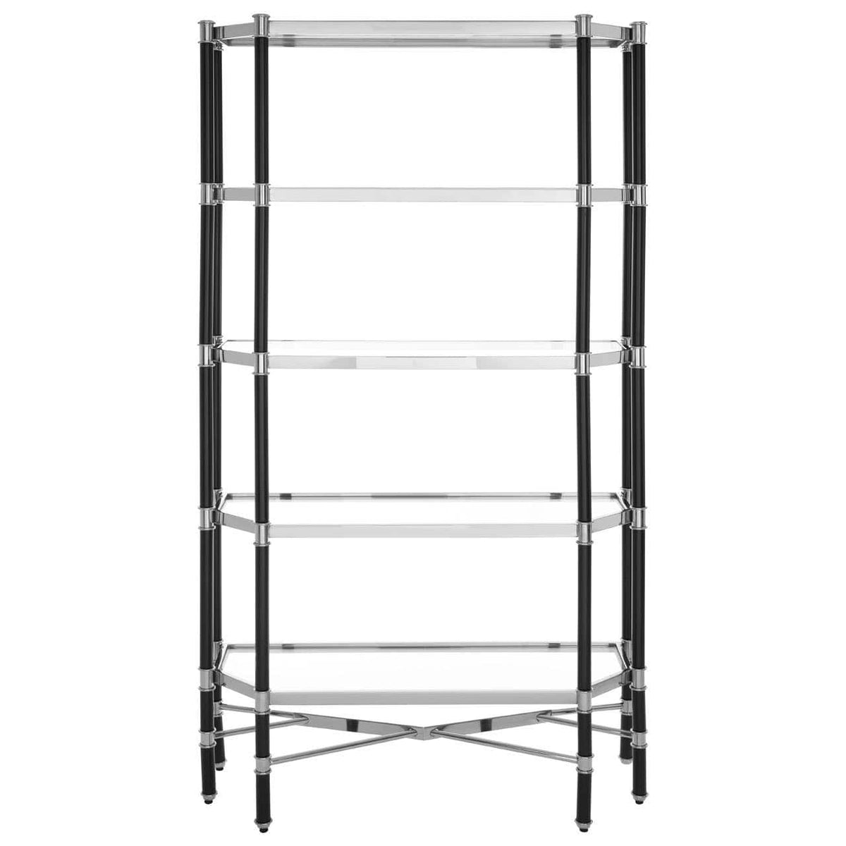 Allessi 5 Shelf Unit In Silver Metal and Black Frame.