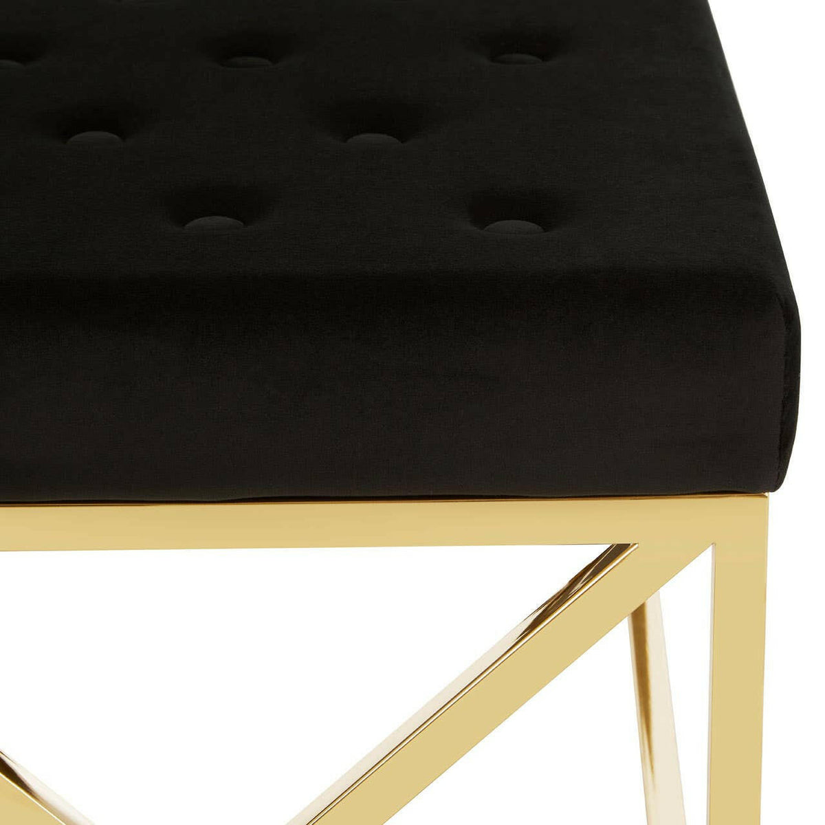 Allure Black Tufted Seat / Gold Finish Bench.