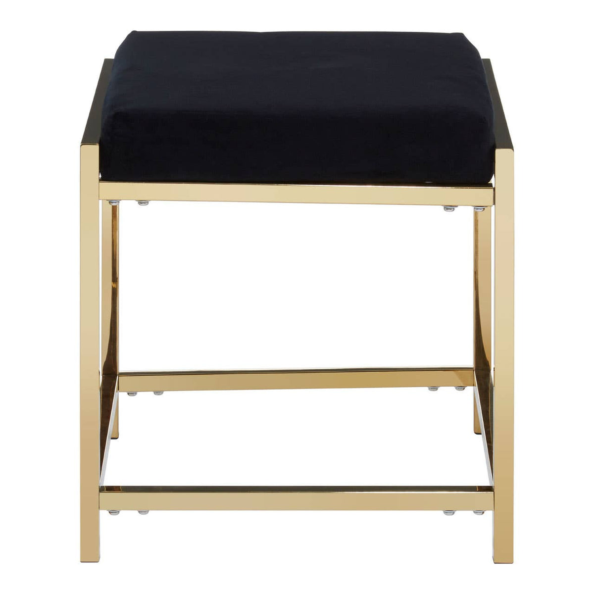 Allure Black Velvet / Gold Finish Stool.