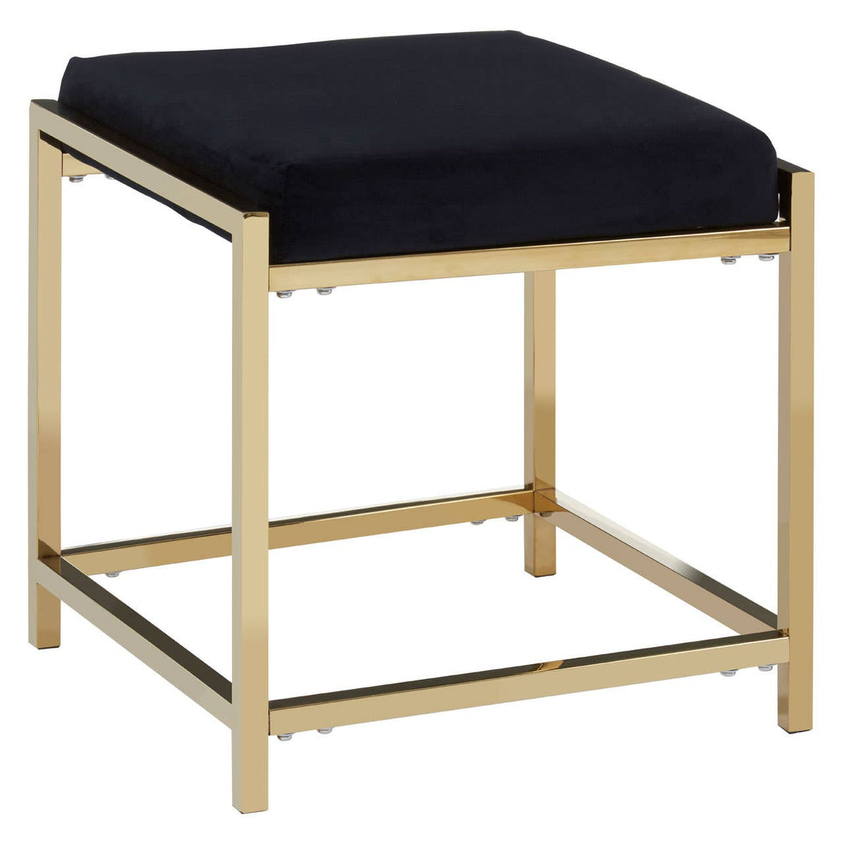 Allure Black Velvet / Gold Finish Stool.