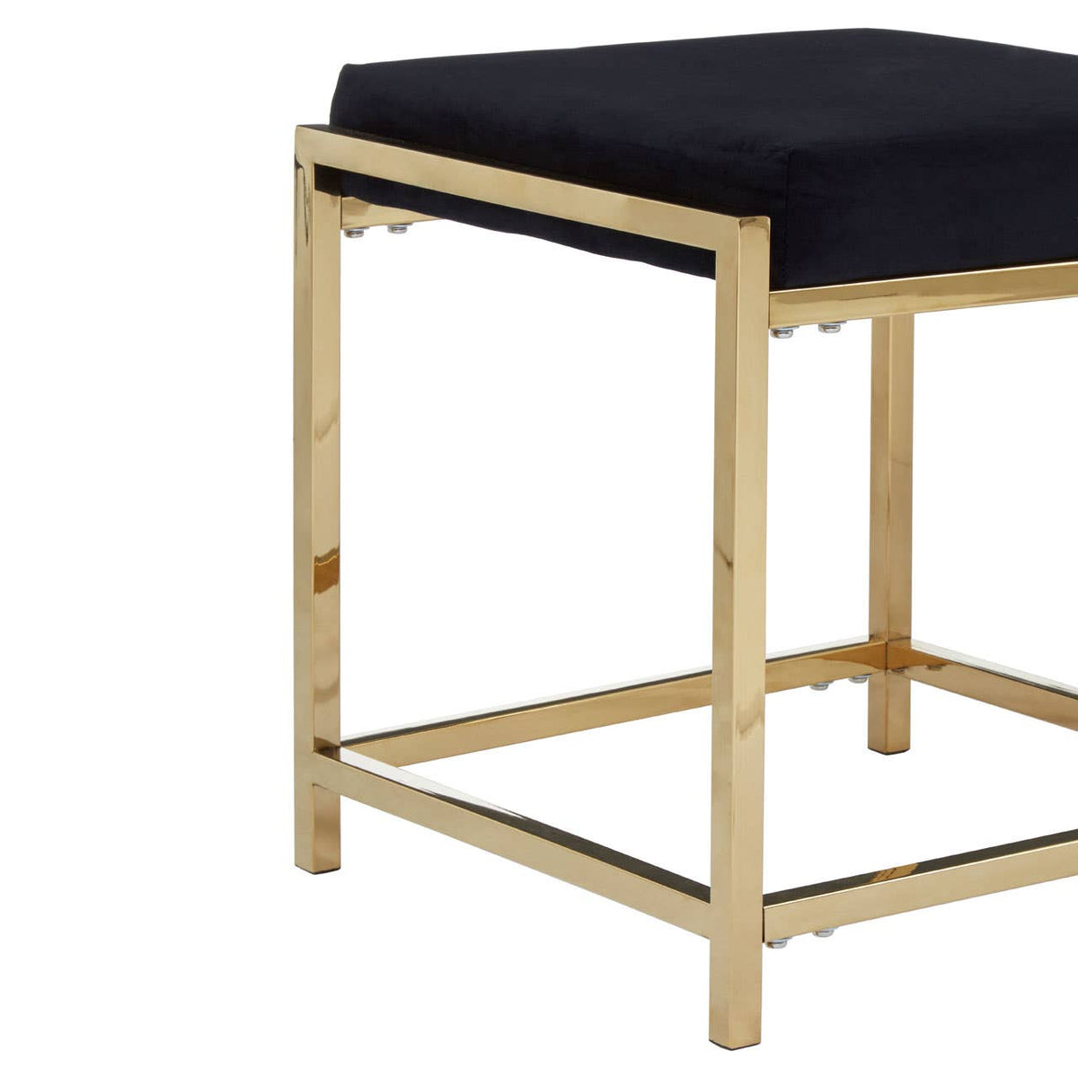 Allure Black Velvet / Gold Finish Stool.
