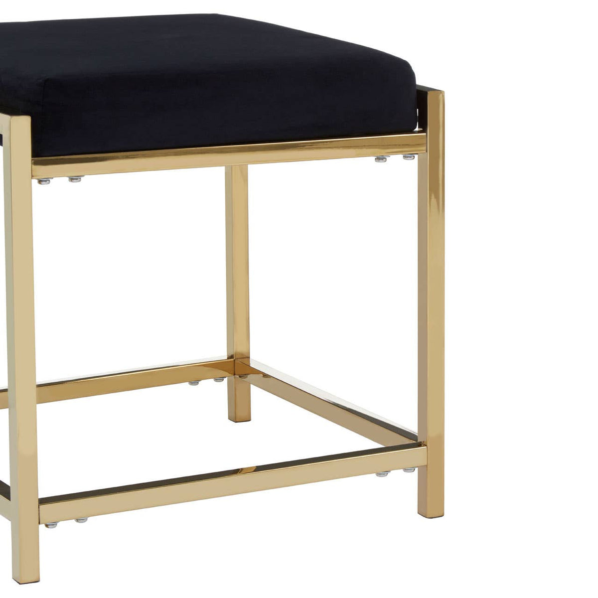 Allure Black Velvet / Gold Finish Stool.