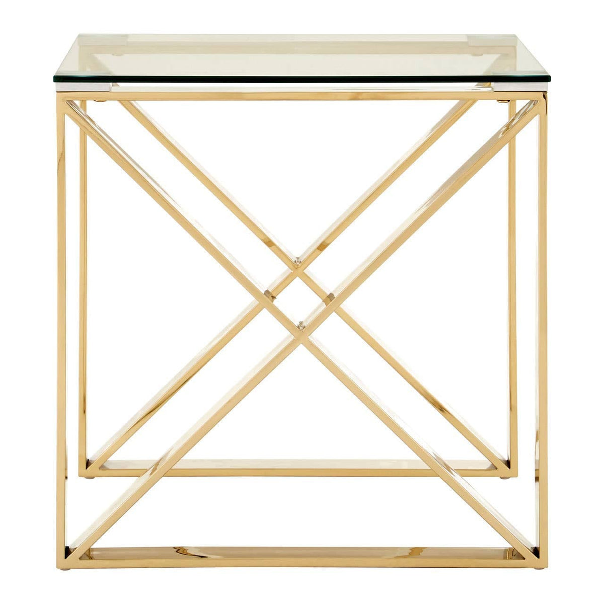 Noosa & Co. Living Allure Champagne Gold Cross Legs End Table House of Isabella UK