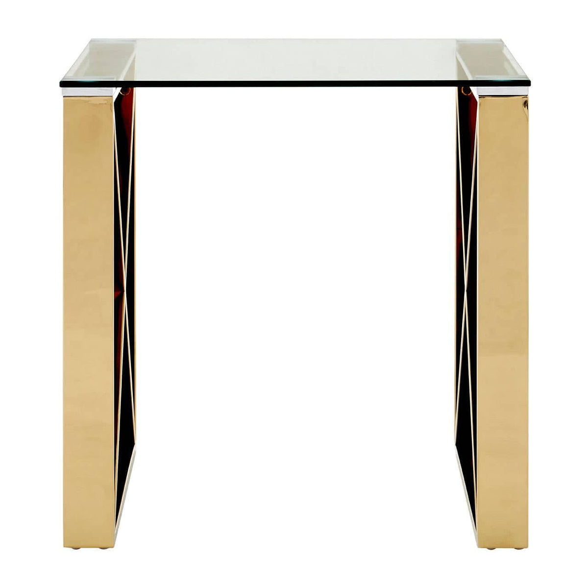 Noosa & Co. Living Allure Champagne Gold Cross Legs End Table House of Isabella UK