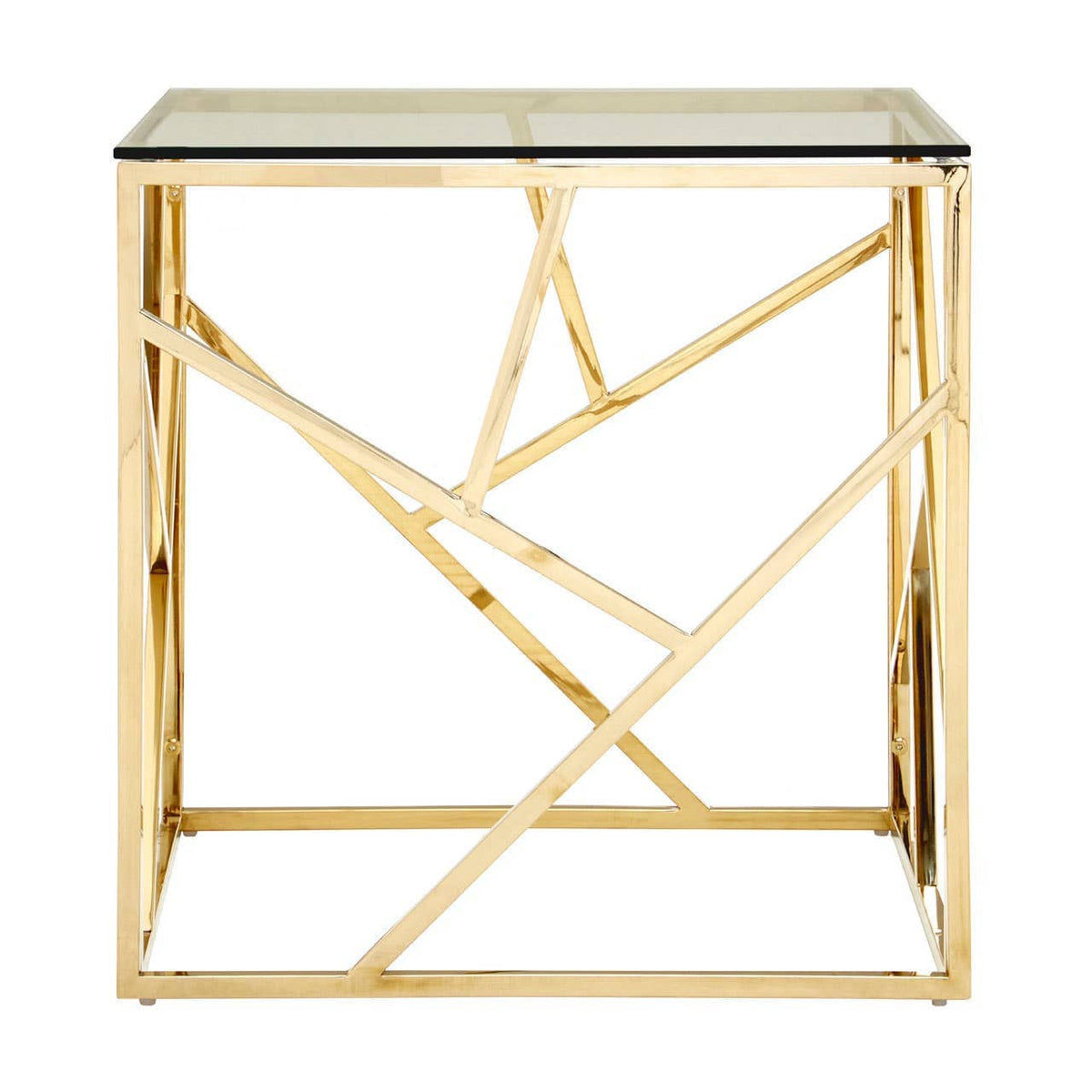 Noosa & Co. Living Allure Champagne Gold Geometric End Table House of Isabella UK
