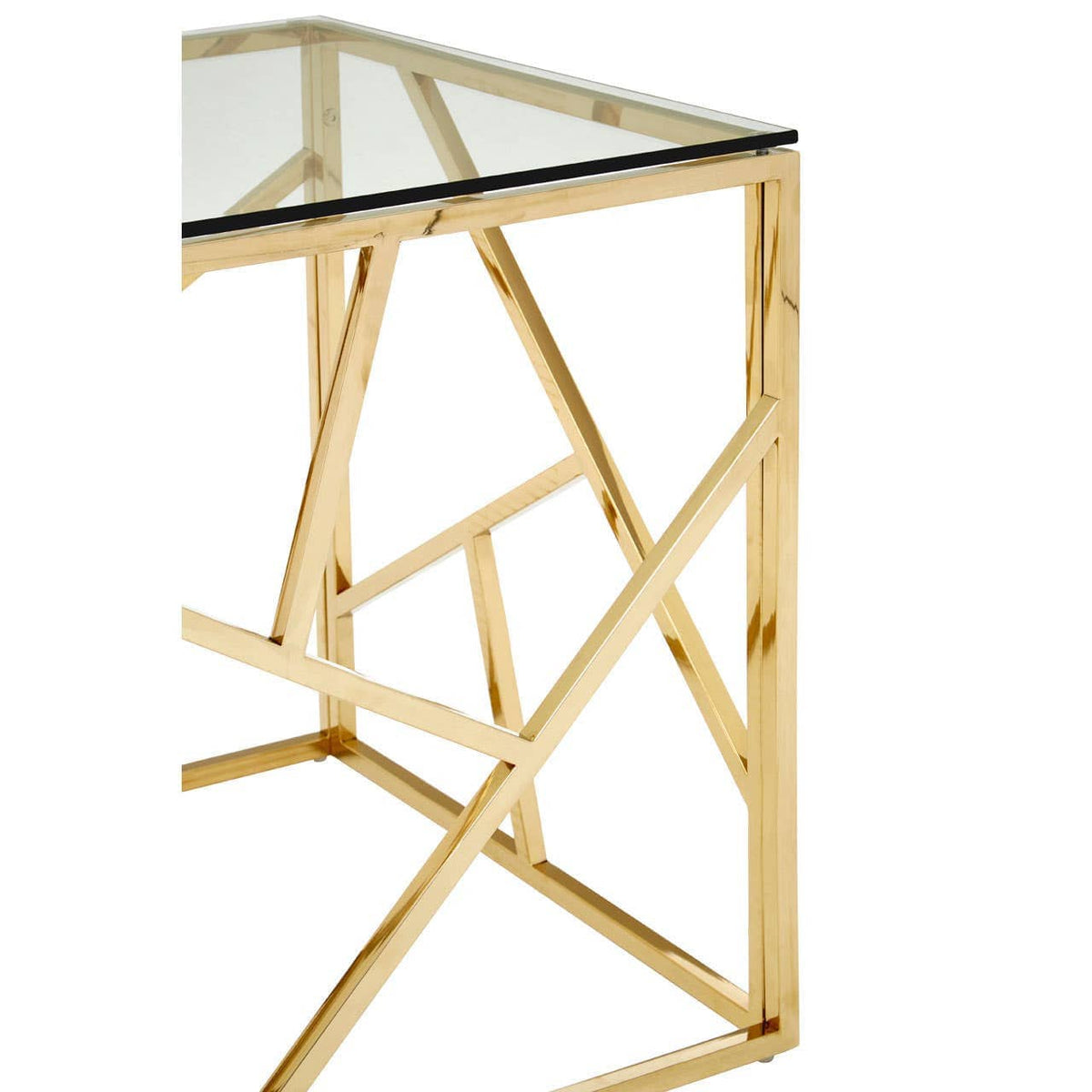 Noosa & Co. Living Allure Champagne Gold Geometric End Table House of Isabella UK