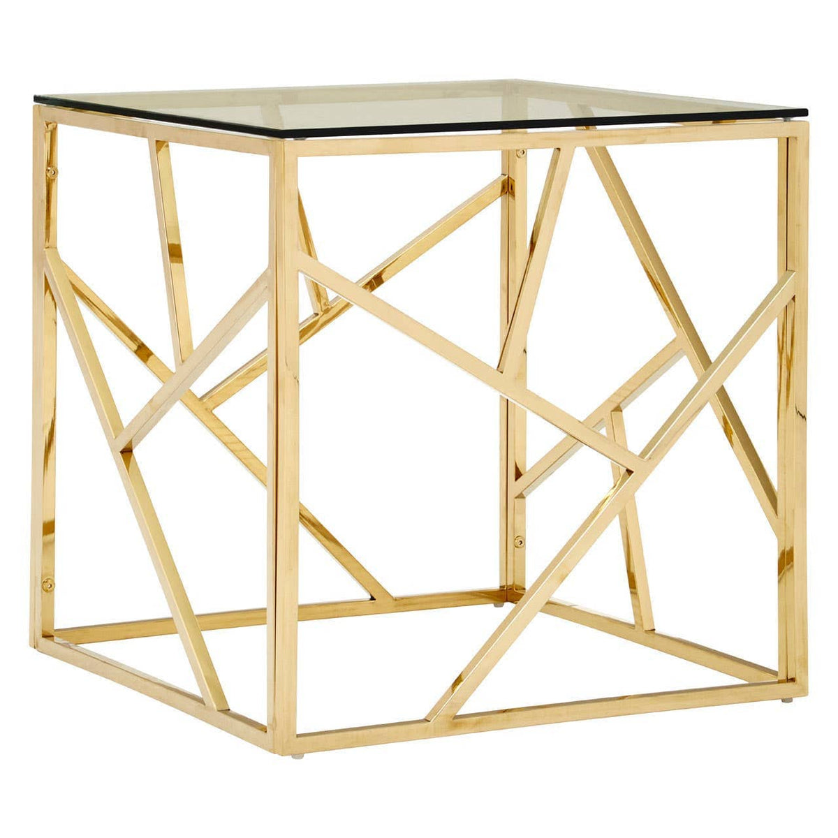 Noosa & Co. Living Allure Champagne Gold Geometric End Table House of Isabella UK
