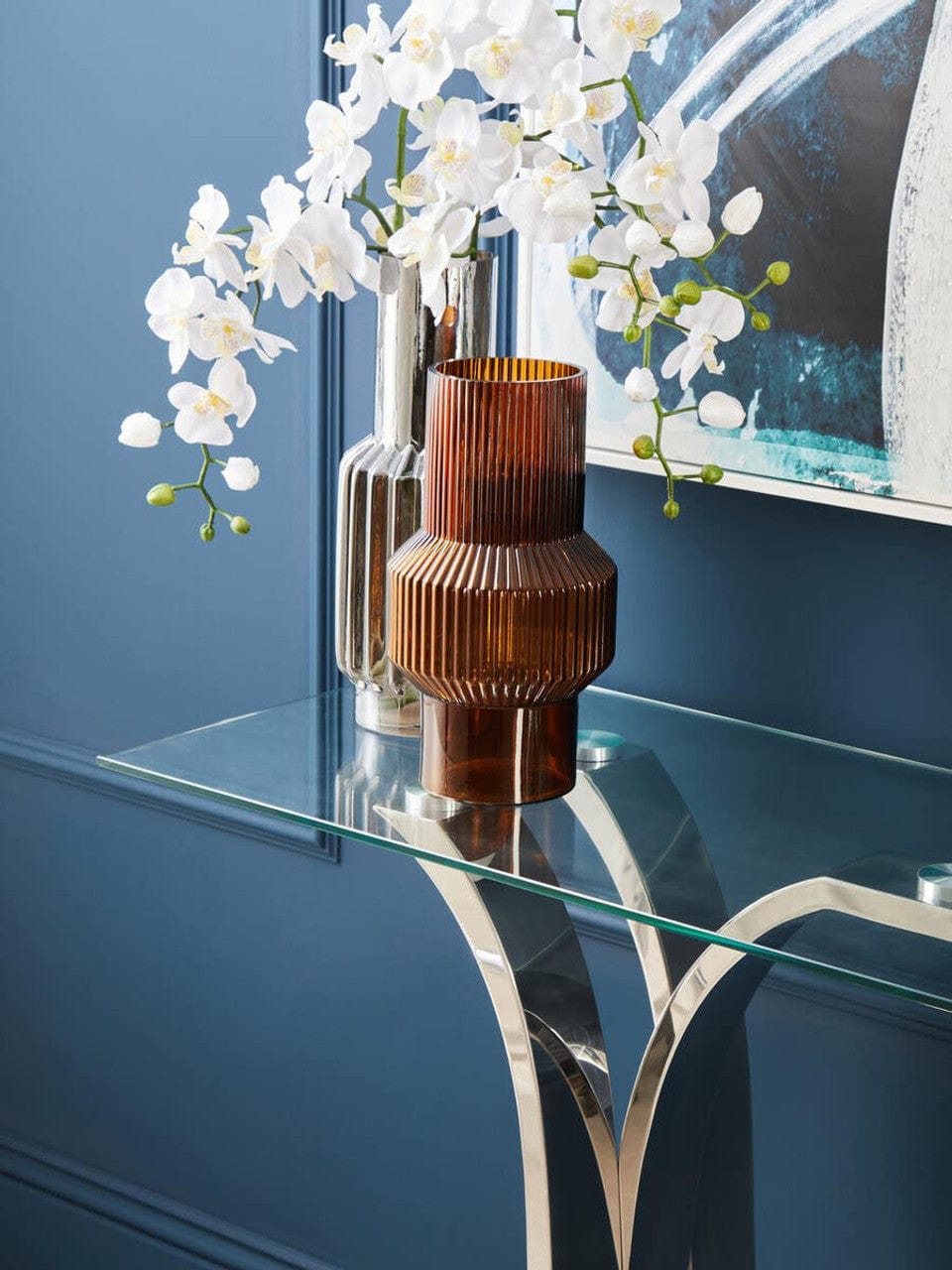 Noosa & Co. Living Allure Chrome Curved Base Console Table House of Isabella UK