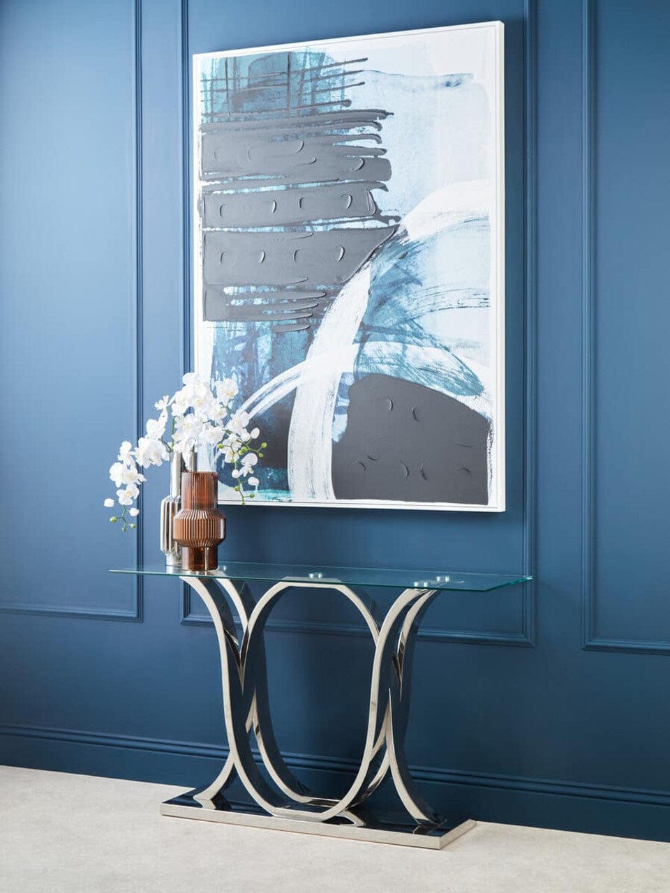 Noosa & Co. Living Allure Chrome Curved Base Console Table House of Isabella UK