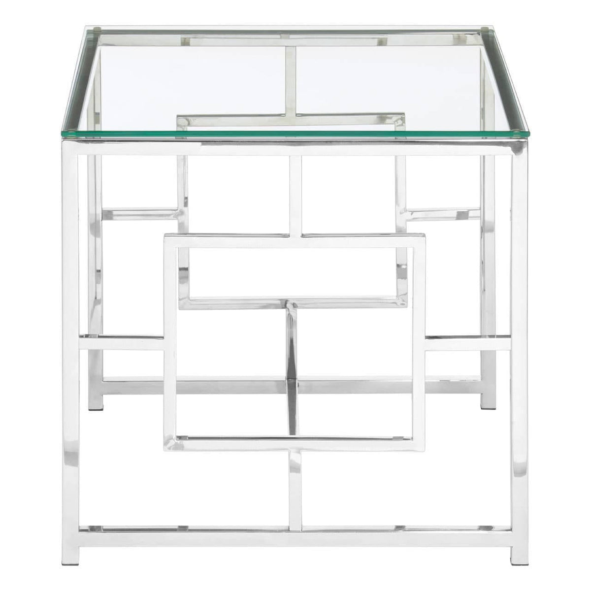 Noosa & Co. Living Allure Clear Glass And Silver Base End Table House of Isabella UK