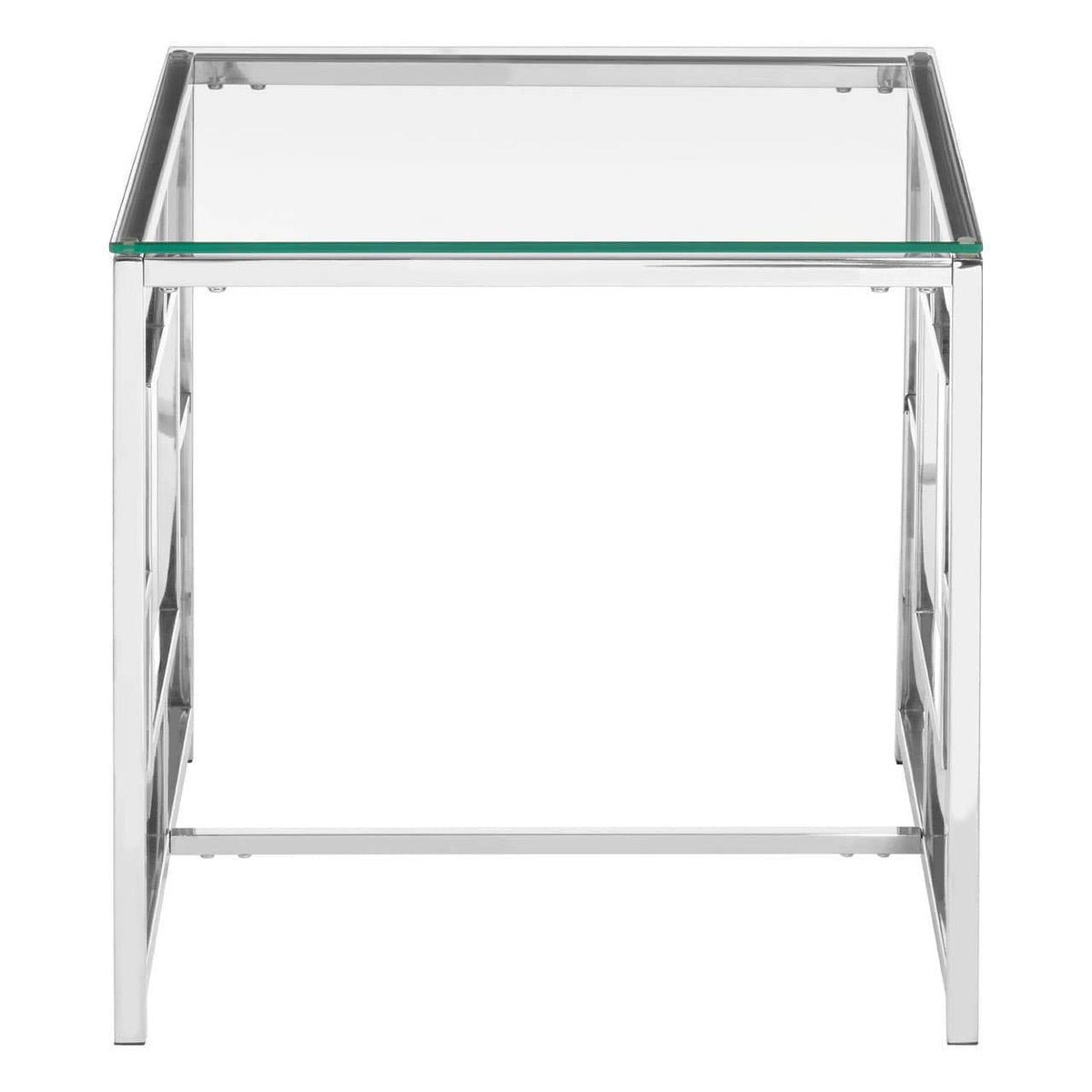 Noosa & Co. Living Allure Clear Glass And Silver Base End Table House of Isabella UK