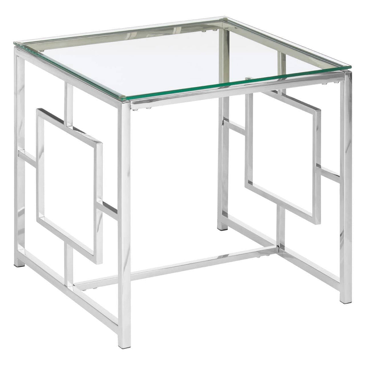 Noosa & Co. Living Allure Clear Glass And Silver Base End Table House of Isabella UK