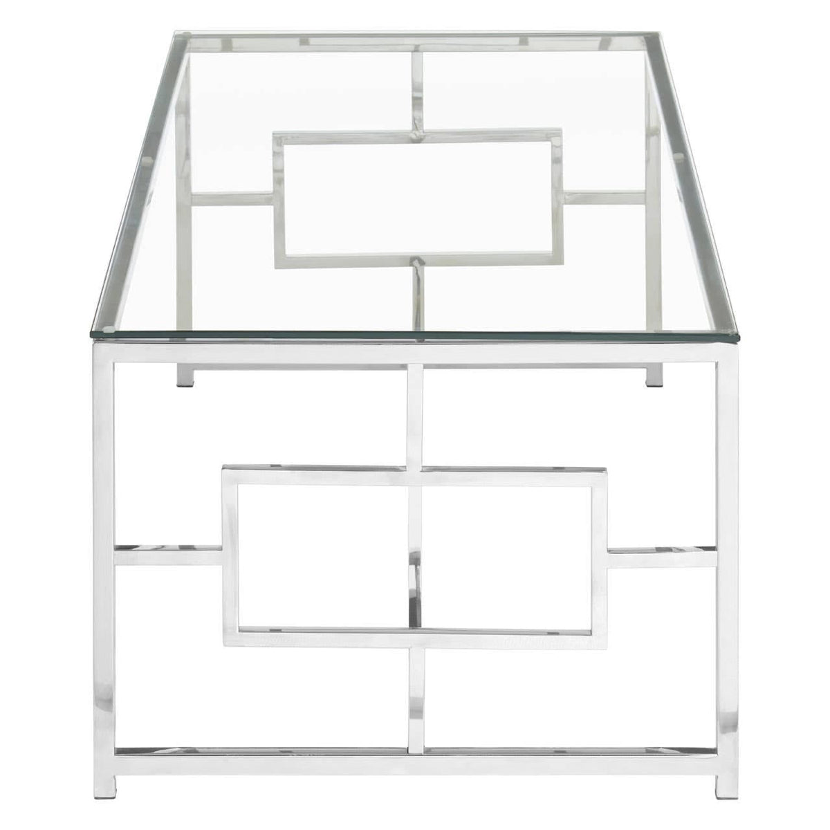 Noosa & Co. Living Allure Clear Glass Silver Base Coffee Table House of Isabella UK