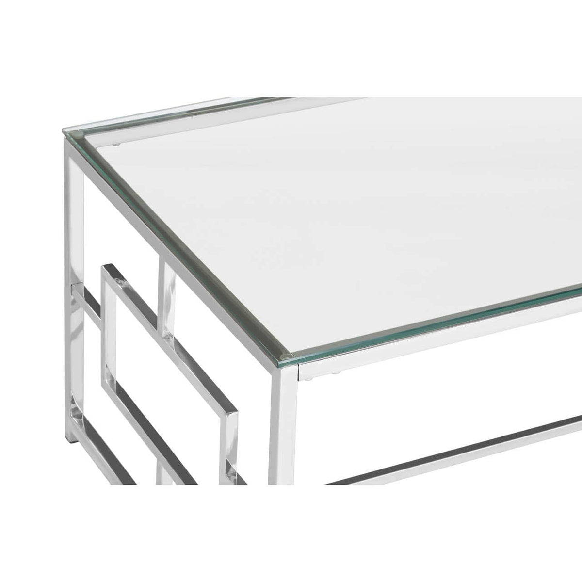 Noosa & Co. Living Allure Clear Glass Silver Base Coffee Table House of Isabella UK