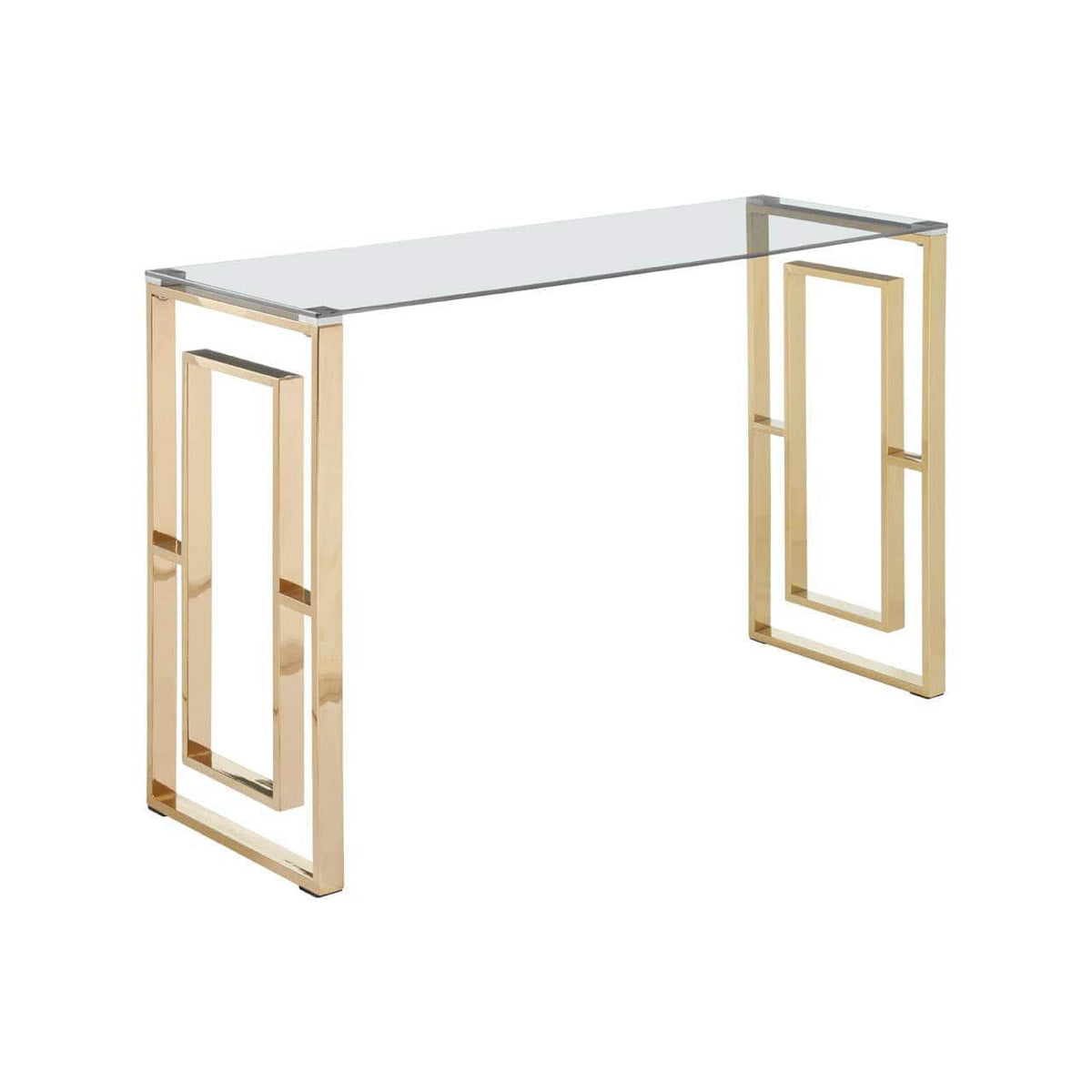 Noosa & Co. Living Allure Console Table with Gold Legs and Glass Top House of Isabella UK
