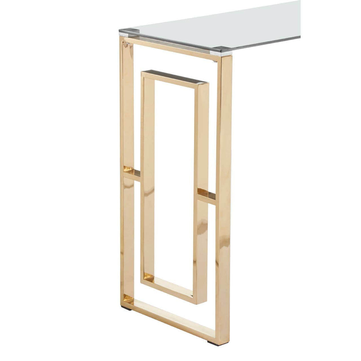 Noosa & Co. Living Allure Console Table with Gold Legs and Glass Top House of Isabella UK