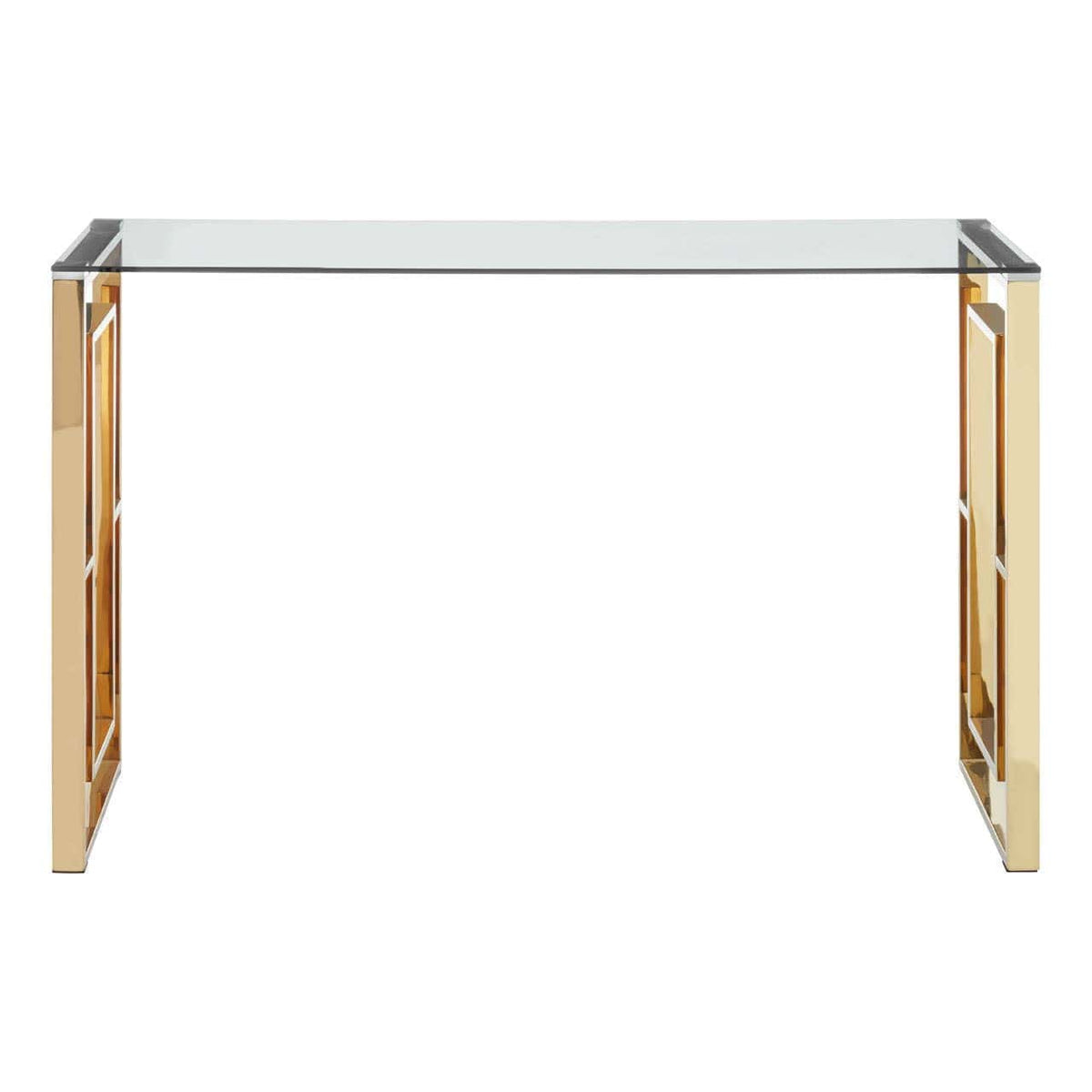 Noosa & Co. Living Allure Console Table with Gold Legs and Glass Top House of Isabella UK
