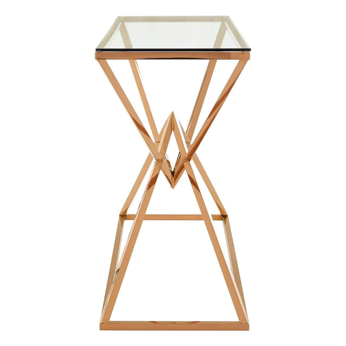 Noosa & Co. Living Allure Corseted Rose Gold Console Table House of Isabella UK