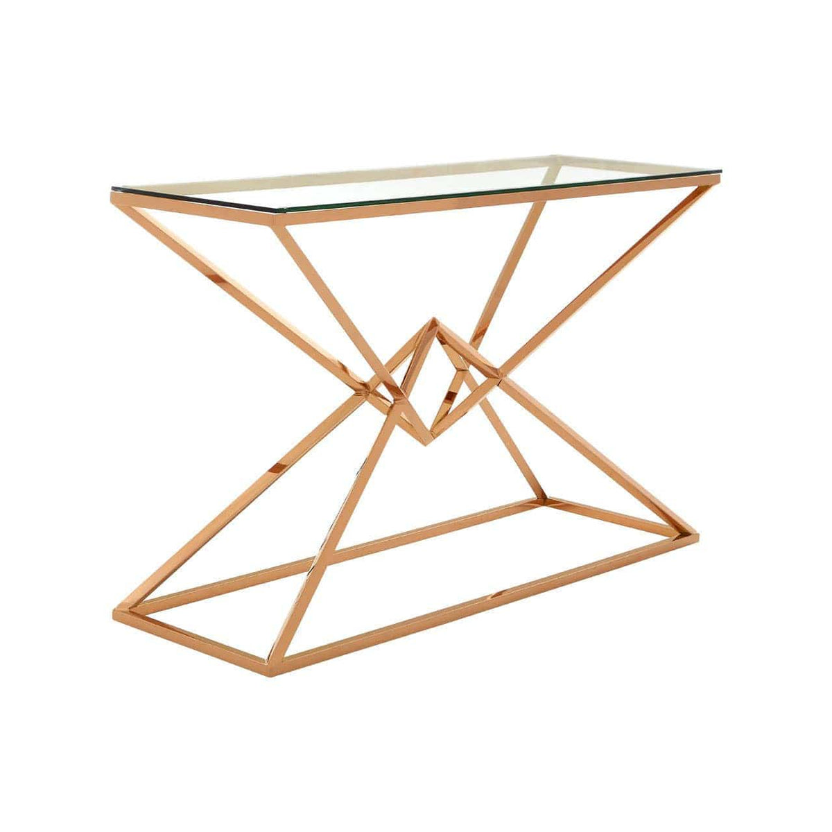 Noosa & Co. Living Allure Corseted Rose Gold Console Table House of Isabella UK