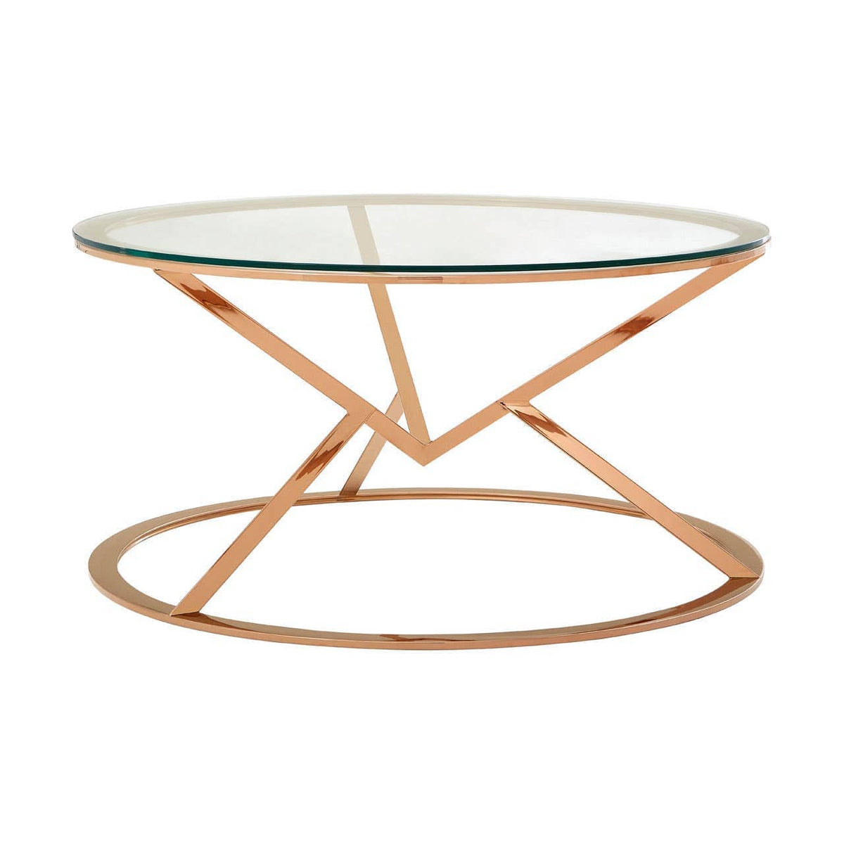 Noosa & Co. Living Allure Corseted Round Rose Gold Coffee Table House of Isabella UK