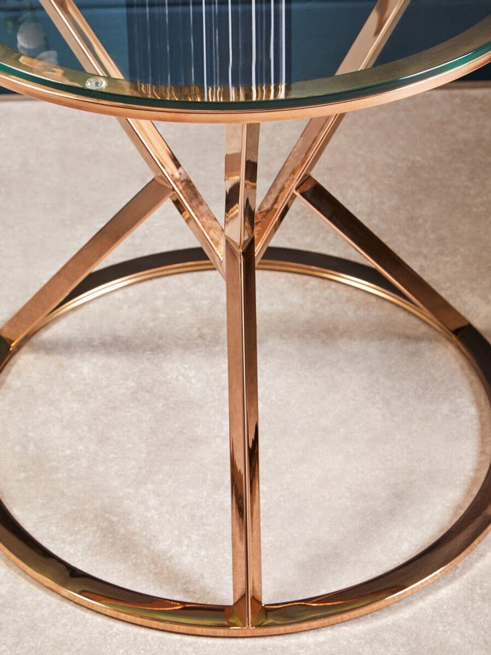 Noosa & Co. Living Allure Corseted Round Rose Gold End Table House of Isabella UK