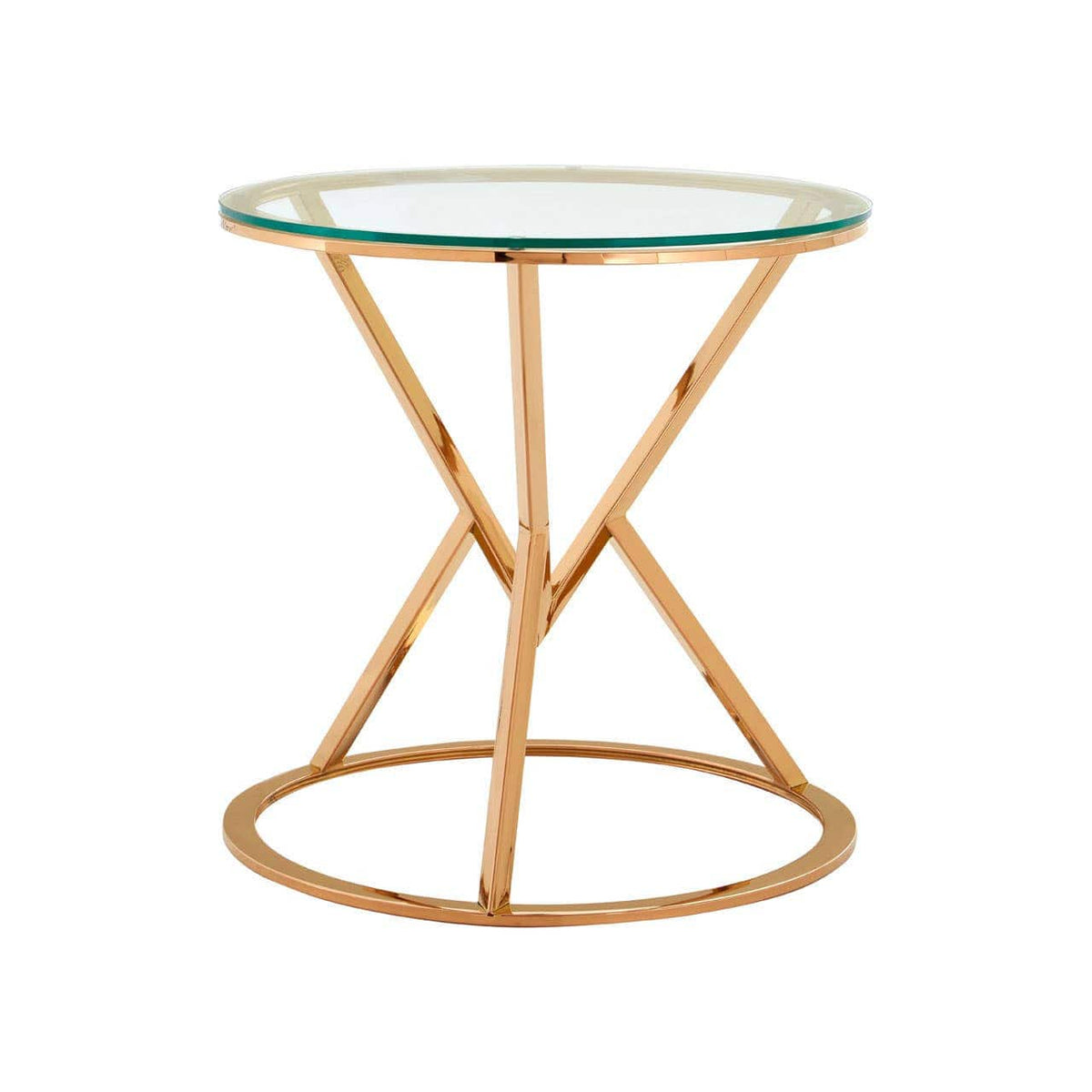 Noosa & Co. Living Allure Corseted Round Rose Gold End Table House of Isabella UK