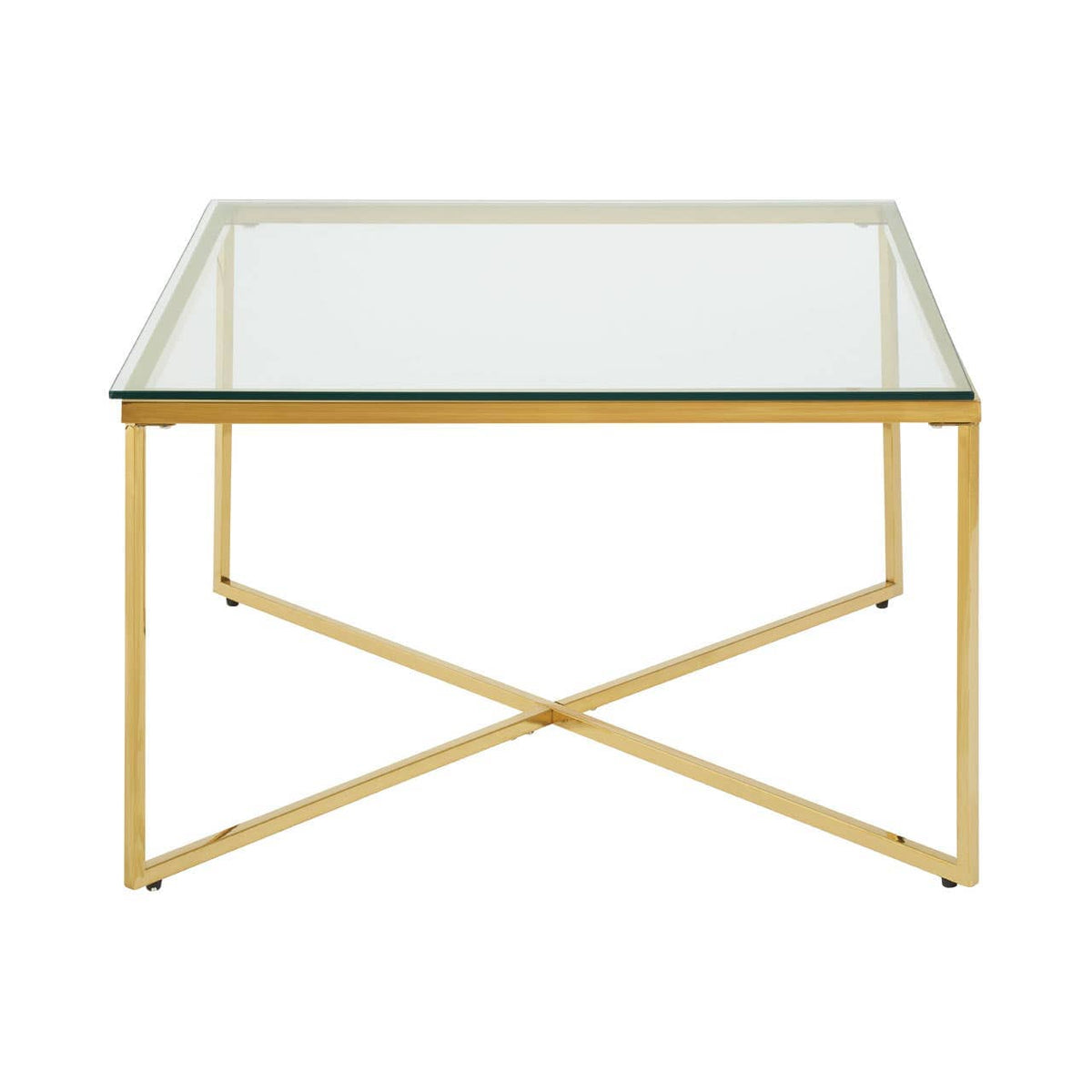Allure Gold Finish Cross Base End Table.