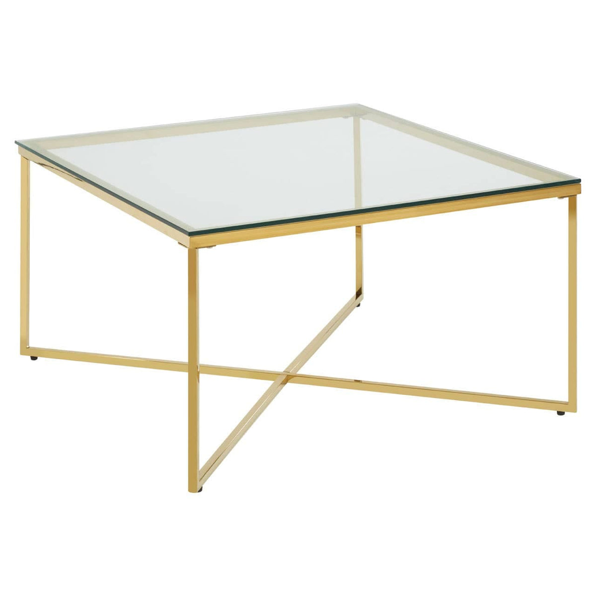 Allure Gold Finish Cross Base End Table.