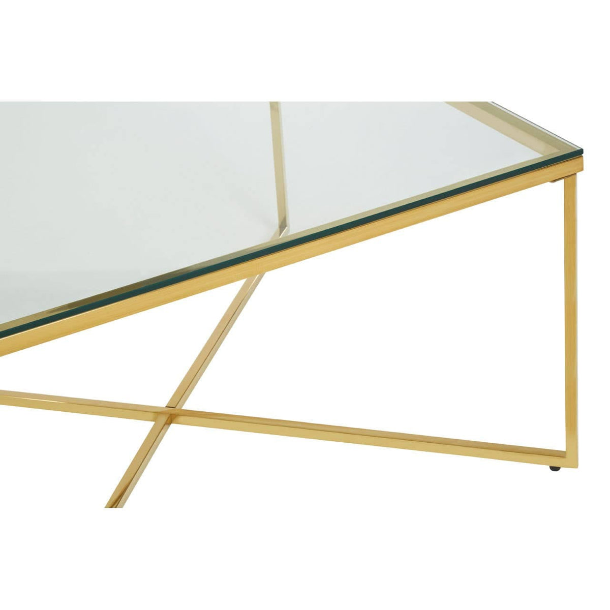 Allure Gold Finish Cross Base End Table.