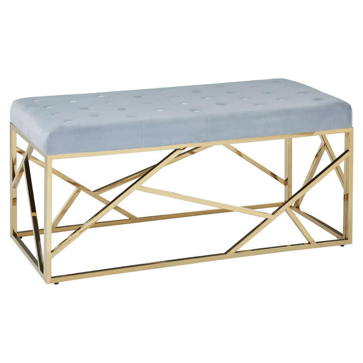 Allure Gold / Powder Blue Velvet Bench.