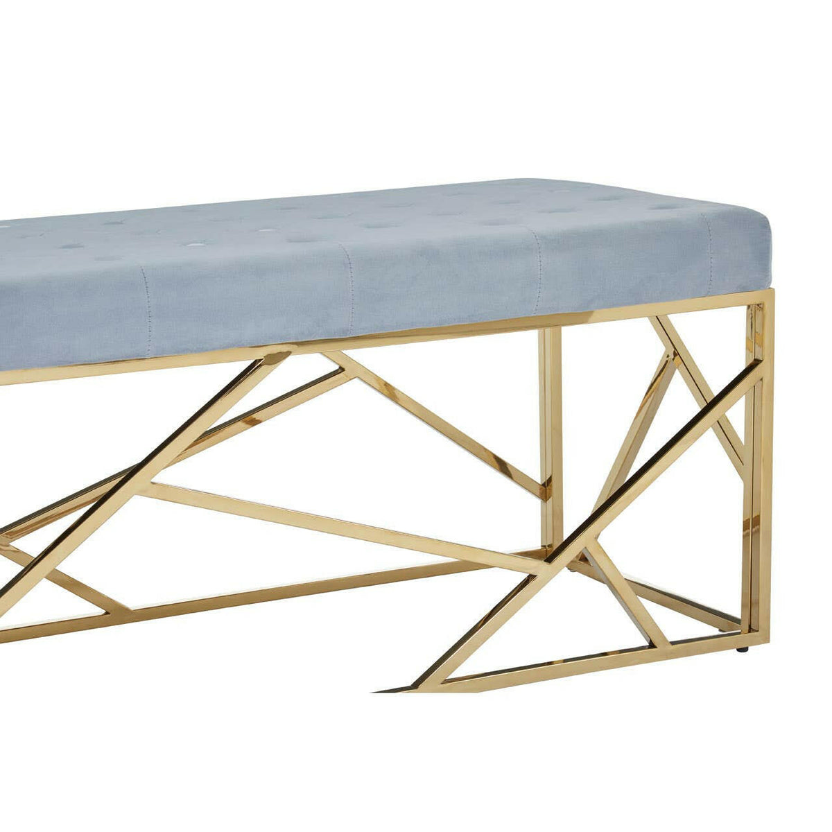 Allure Gold / Powder Blue Velvet Bench.